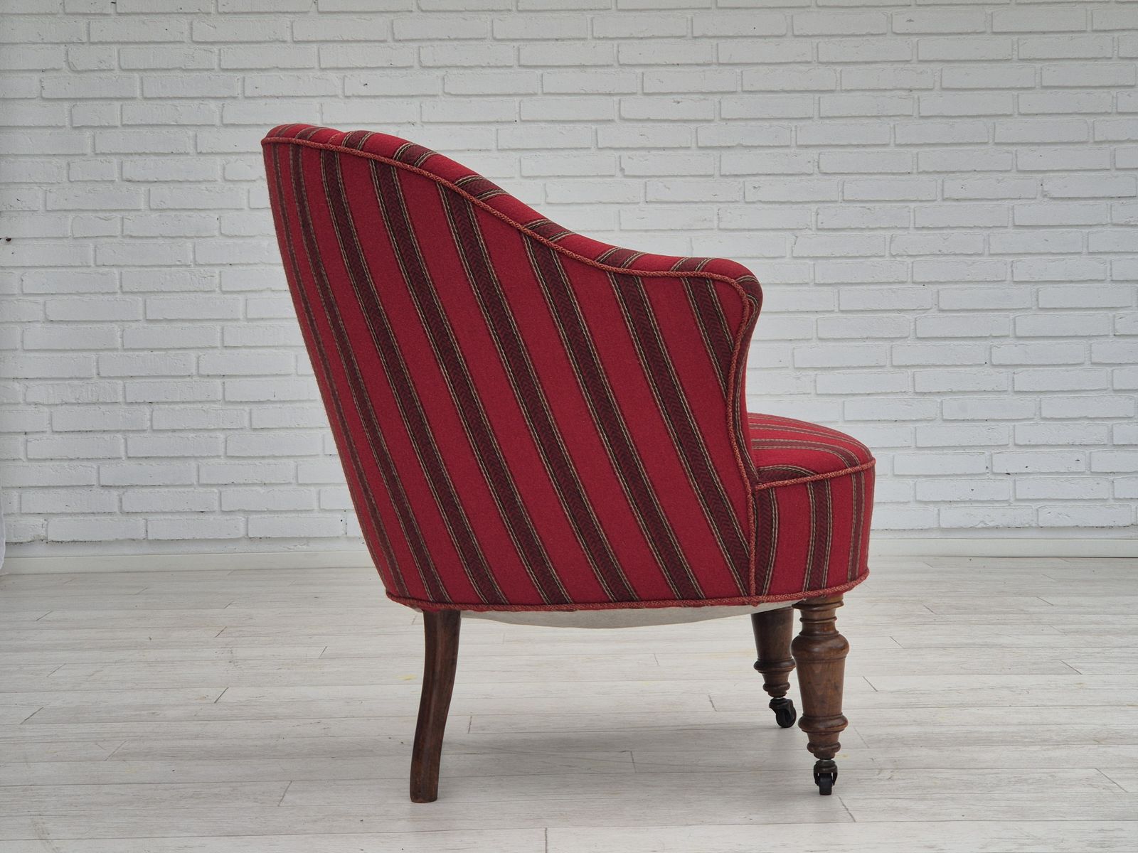 1950s, Danish Lounge Chair, Original Condition, Red Furniture Wool. photo for sale