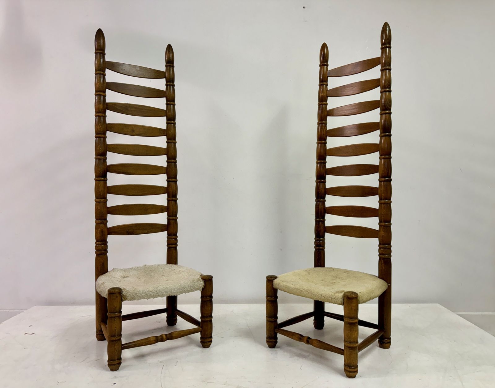 Pair Of 1960s Tall Ladderback Chairs photo for sale