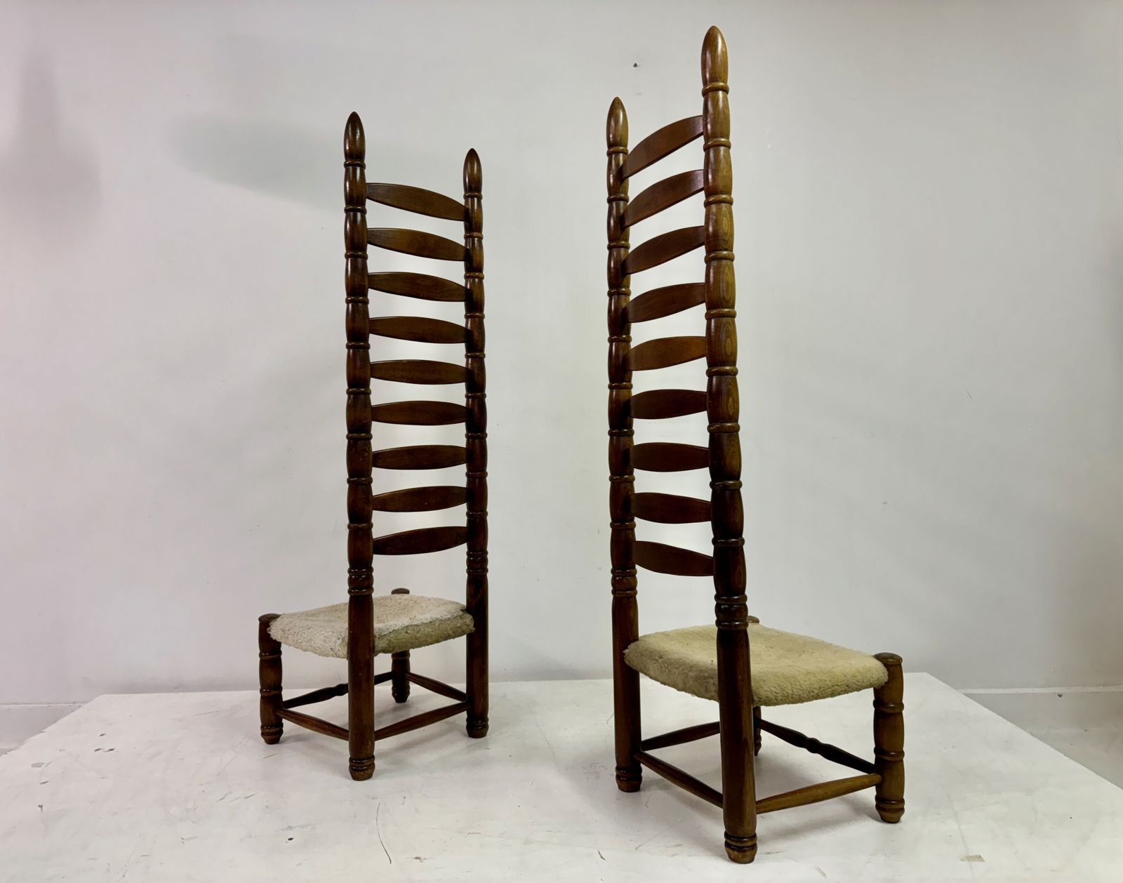 photo for sale Pair Of 1960s Tall Ladderback Chairs