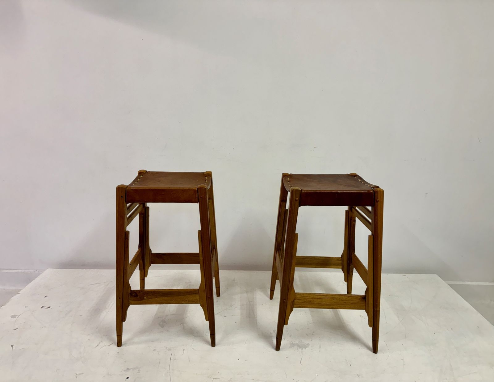 photo for sale Part Of Mid Century Wood High Stools By Werner Biermann For Arte Sano