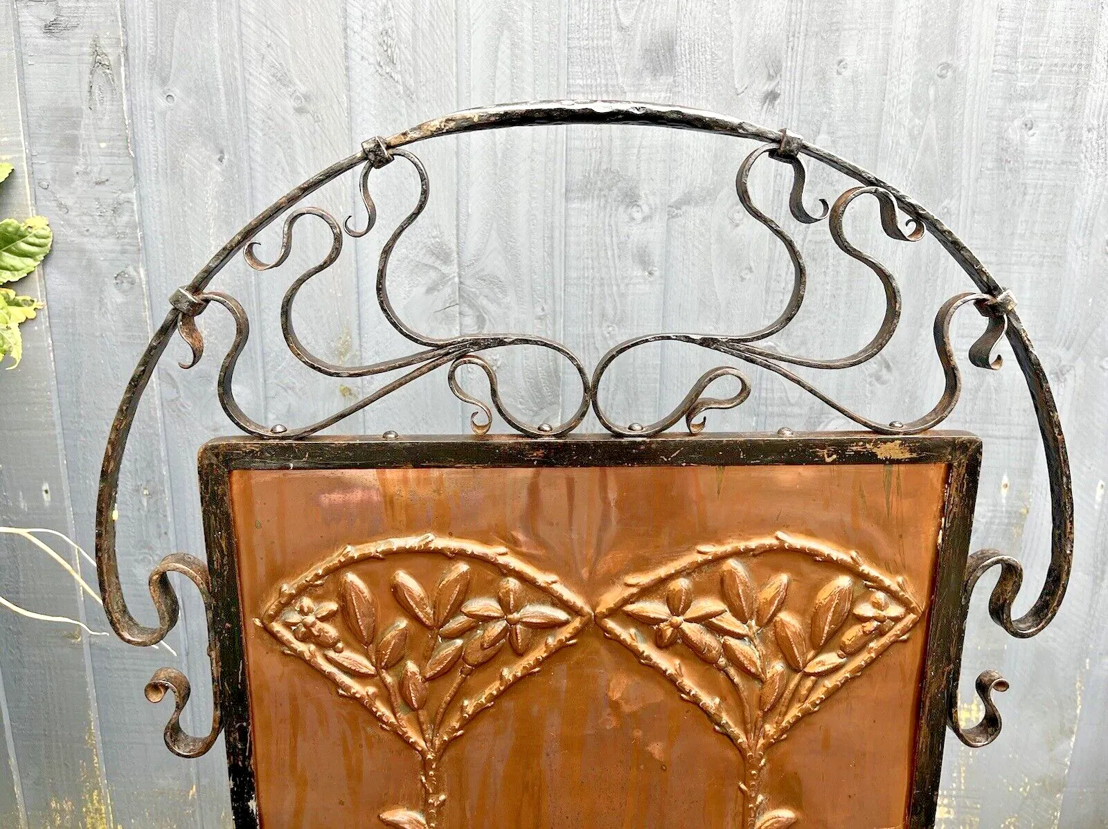 Antique Arts & Crafts Aesthetic Movement Copper & Wrought Iron Fire Guard Screen photo for sale