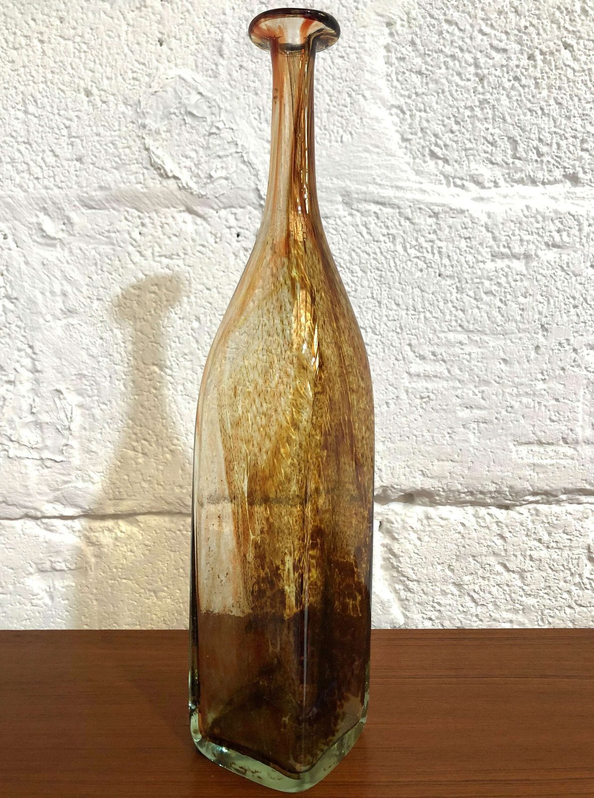 Beautiful Maltese Attenuated Art Glass Bottle Vase Michael Harris 1970's Mdina