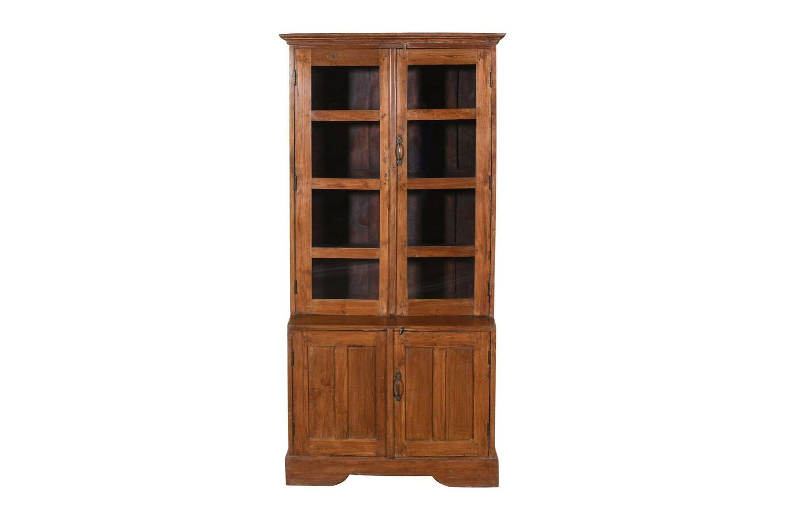 Vintage Antique Indian Teak Wood Library Cabinet | Handcrafted Rustic Bookcase | Vintage Home Office Decor photo 1150.0