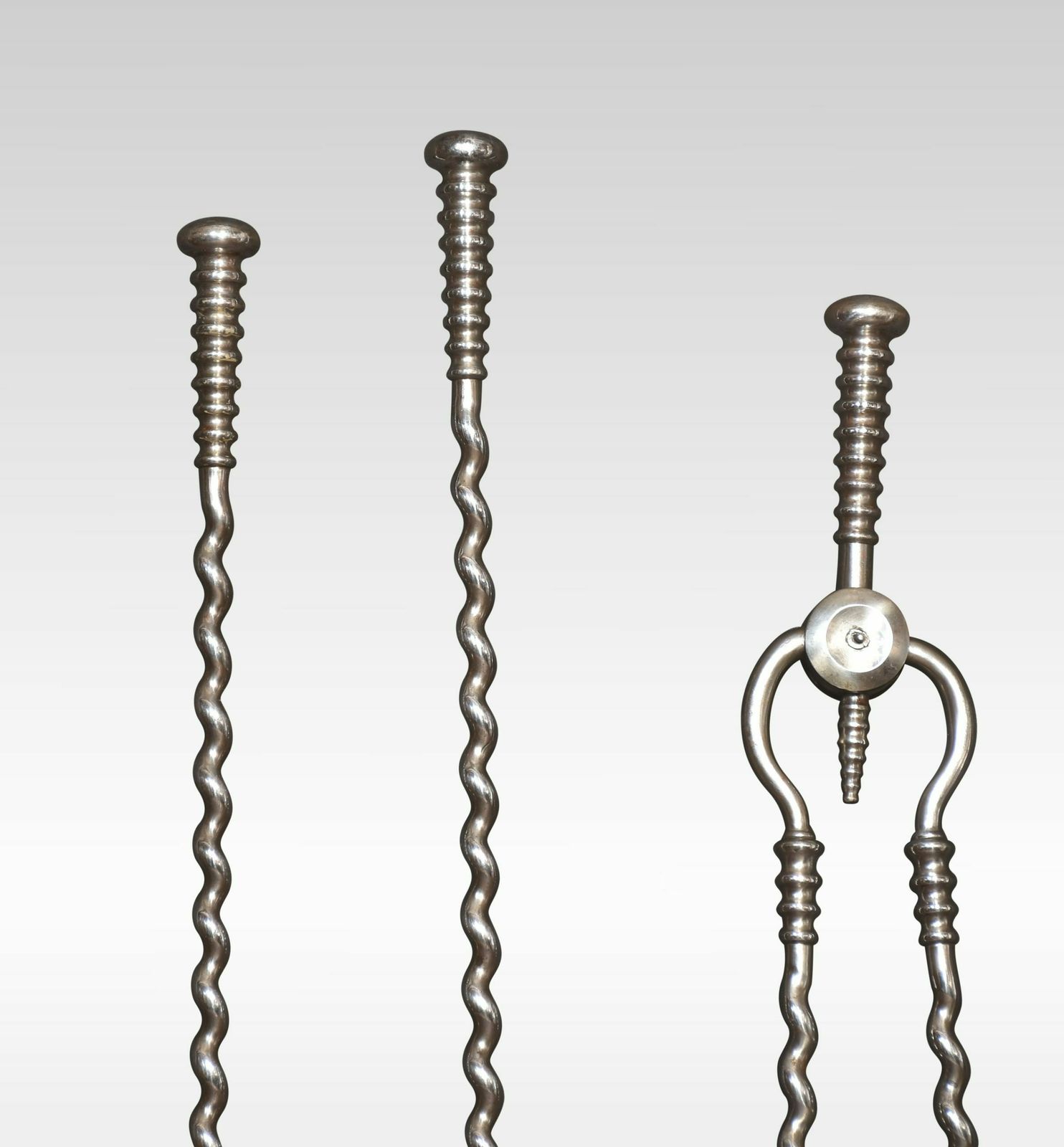 Polished Steel Triple Companion Fire Tool Set photo furniture