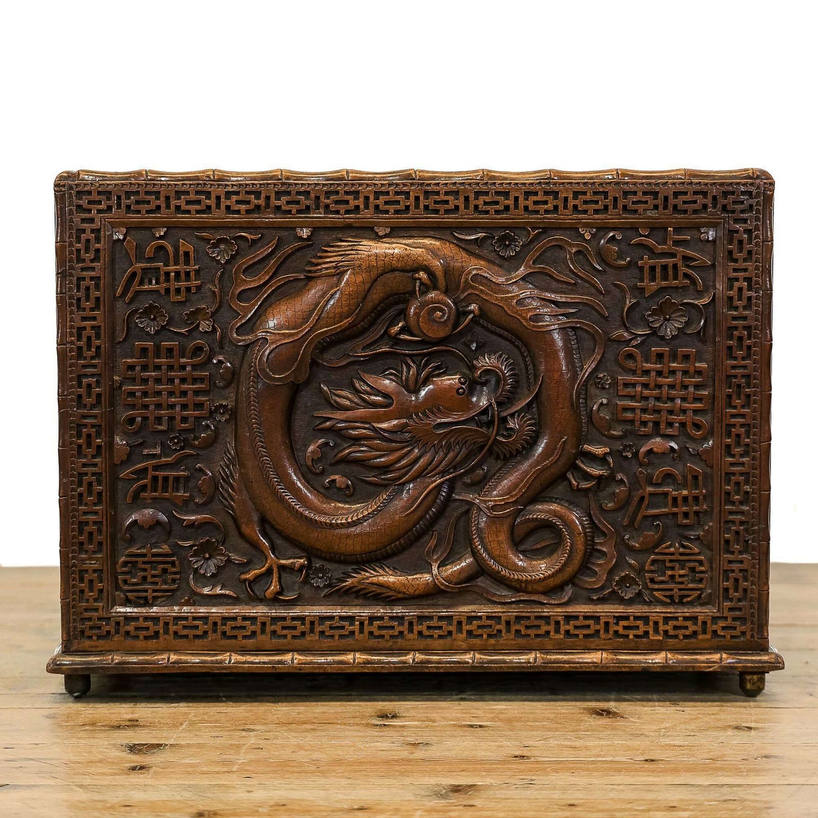 Antique Oriental Carved Box | Oriental Chest | Antique Storage | Antique Furniture | Antique Blanket Box (M 5345) photo furniture