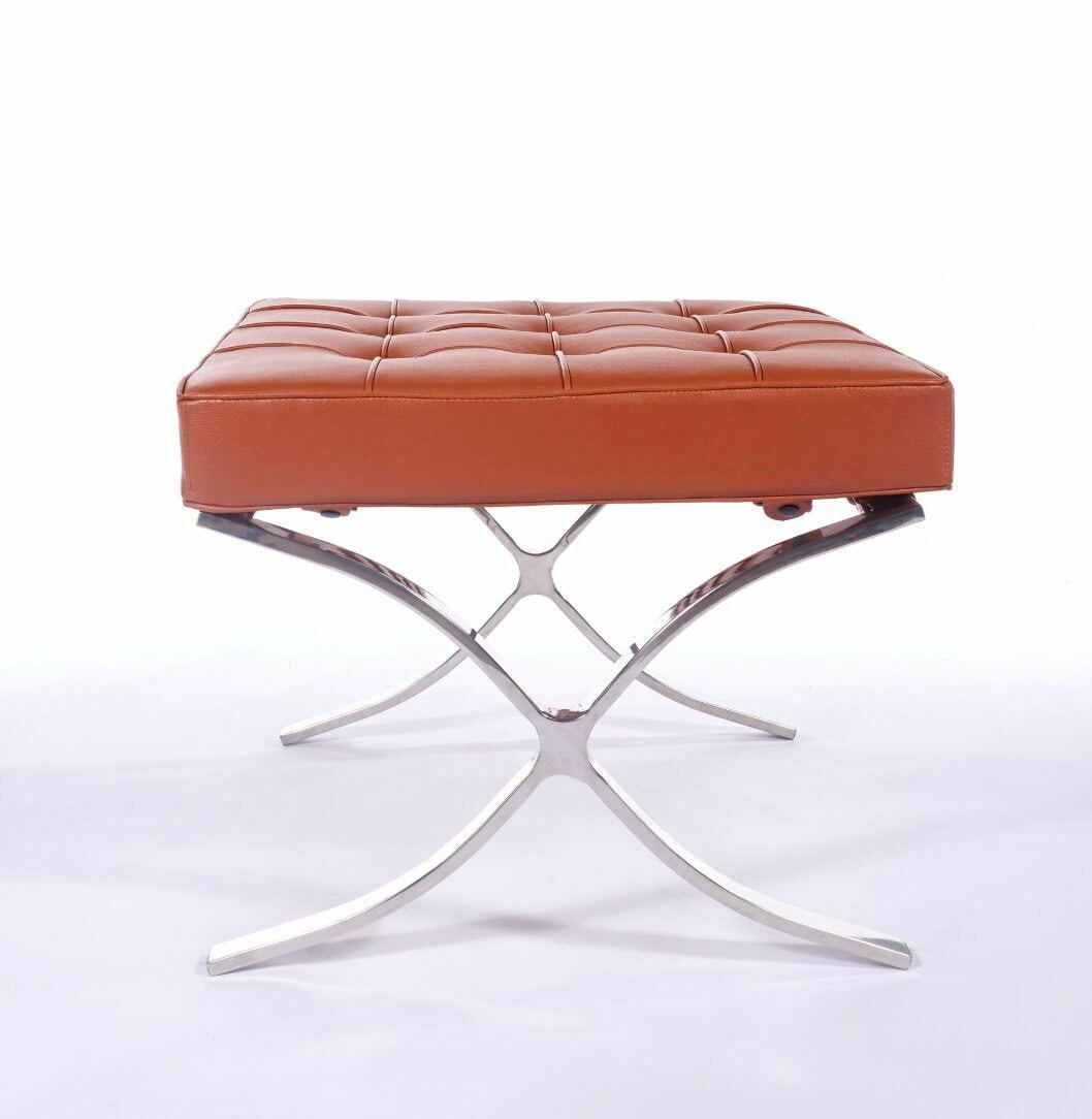 Mid Century Style Leather Hand Upholstered Chair And Footstool. photo for sale