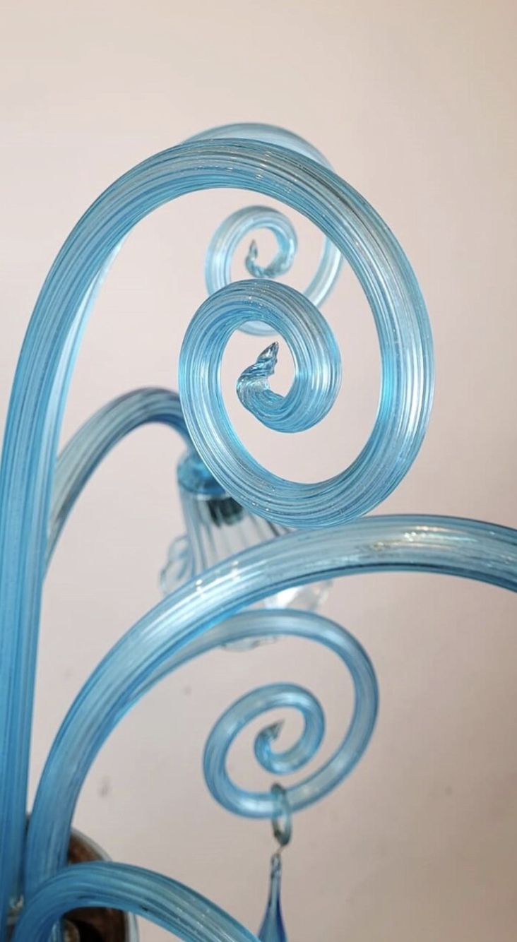Murano Blue Glass Chandelier – 5 Arms Of Light, 1940s photo buy