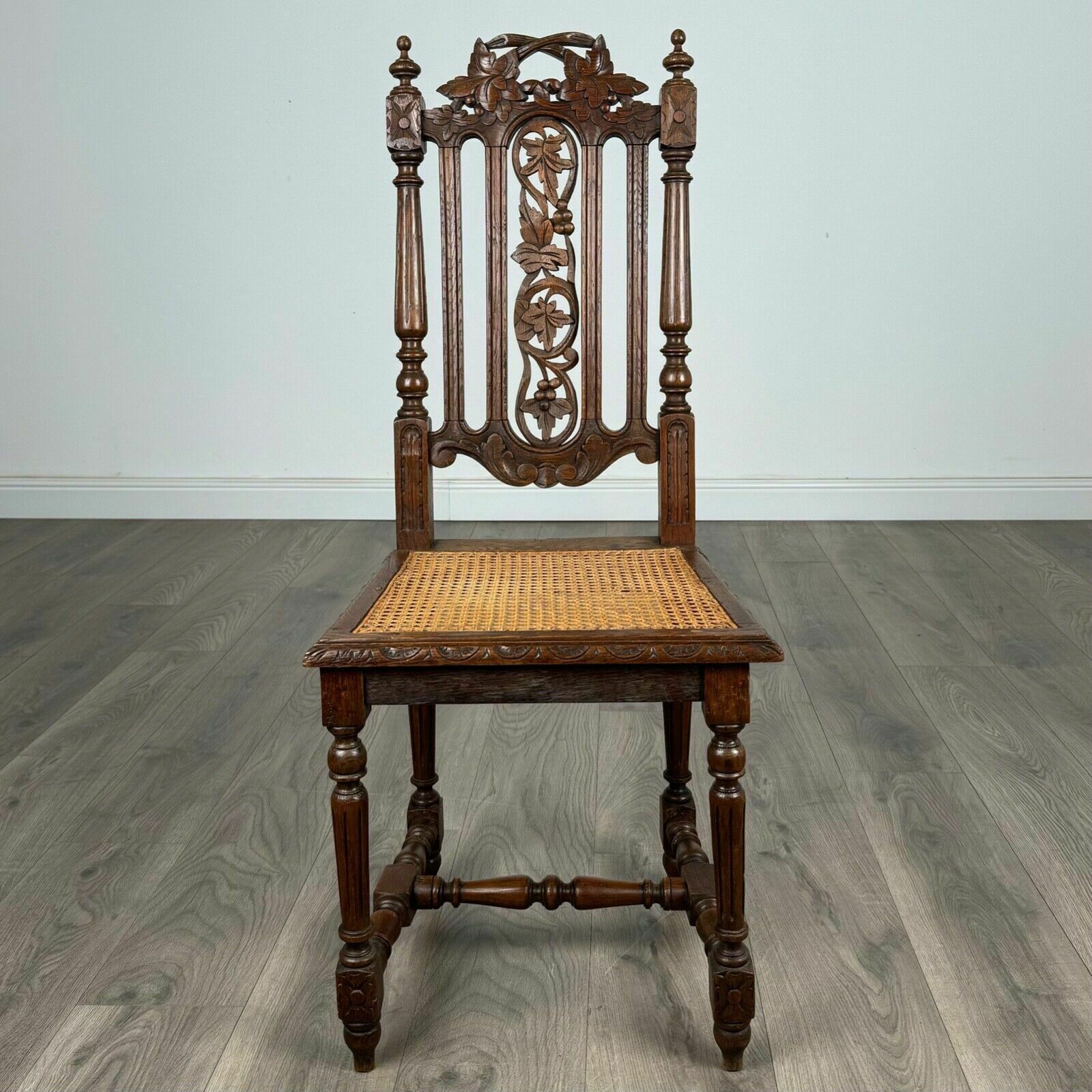 Antique 19th Century Bedroom Chair / Hall Chair In Oak photo vintage
