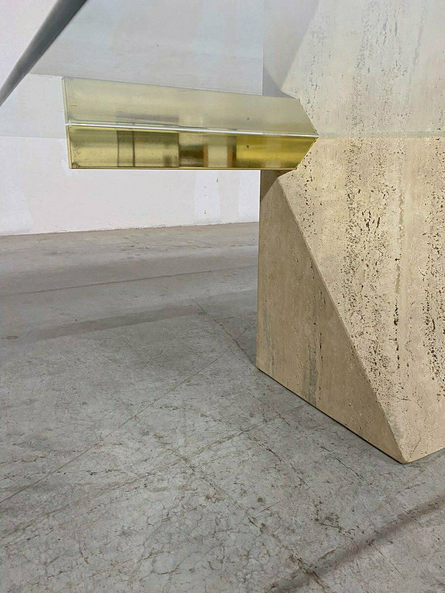 Italian Travertine Coffee Table From Artedi, 1970s photo vinterior