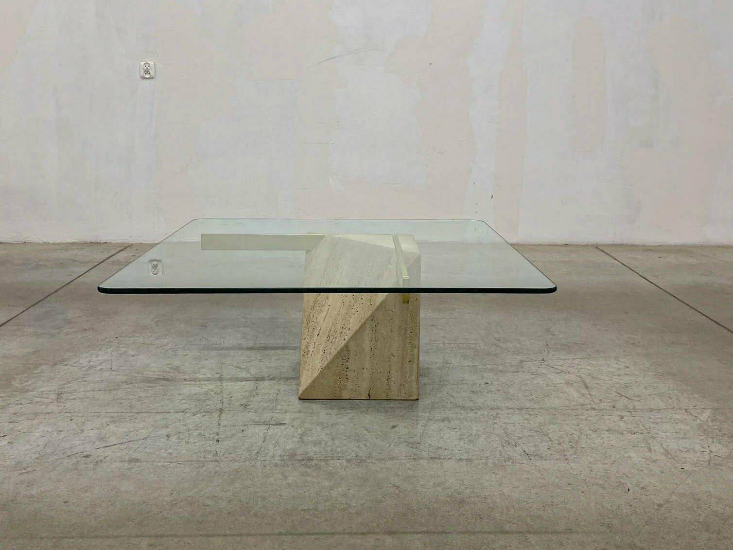 photo for sale Italian Travertine Coffee Table From Artedi, 1970s