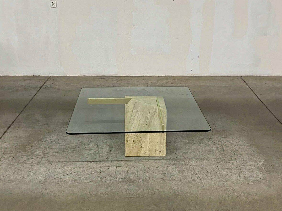 1720.0 Italian Travertine Coffee Table From Artedi, 1970s photo