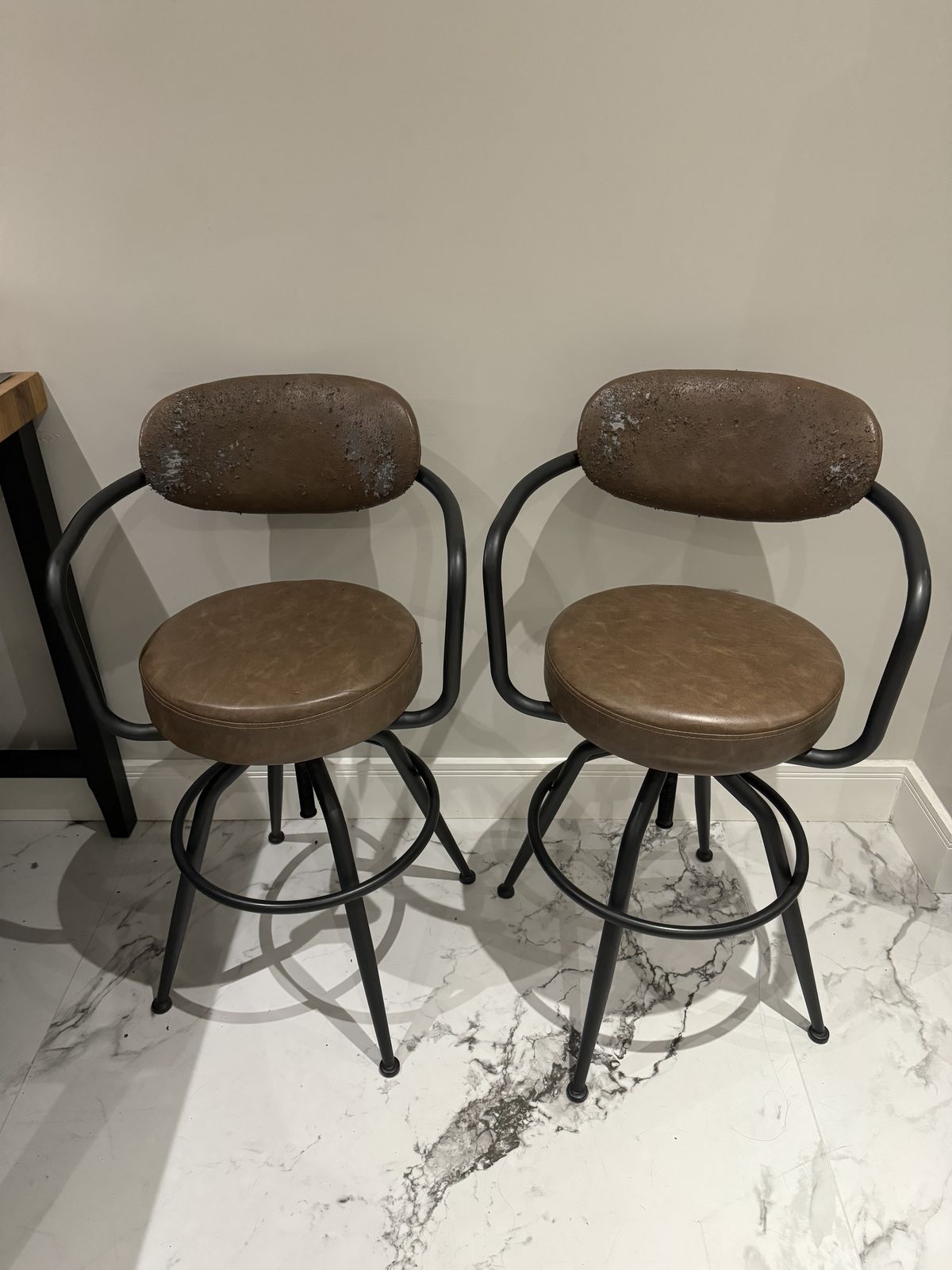 Pair Of Breakfast Bar Stools In Need Of Reupholstering Originally Bought For £400
