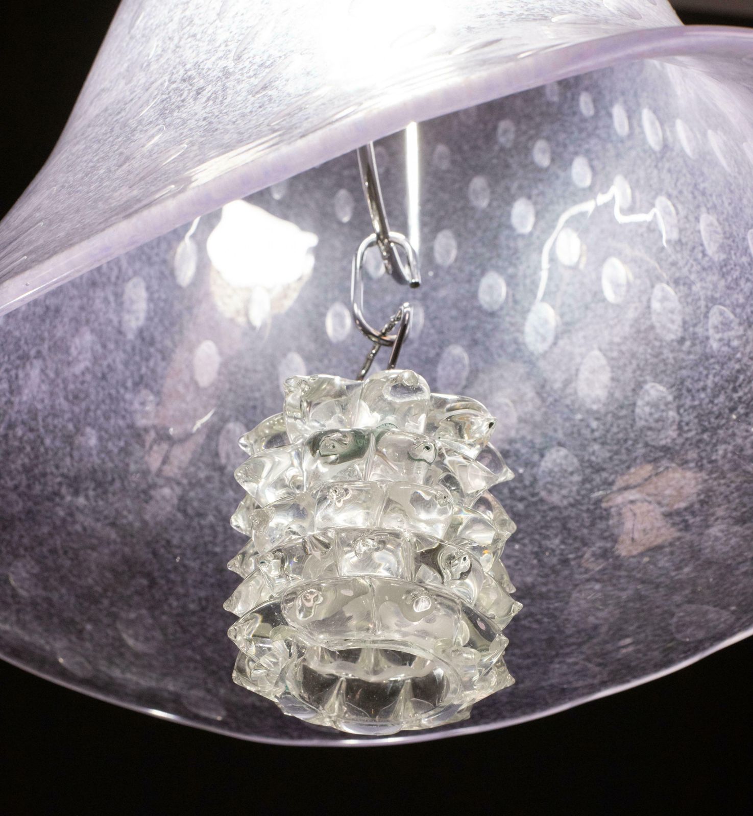Lighting Elegant Barovier E Toso Lantern In Bubble Glass With A Rostrato Glass Element photo