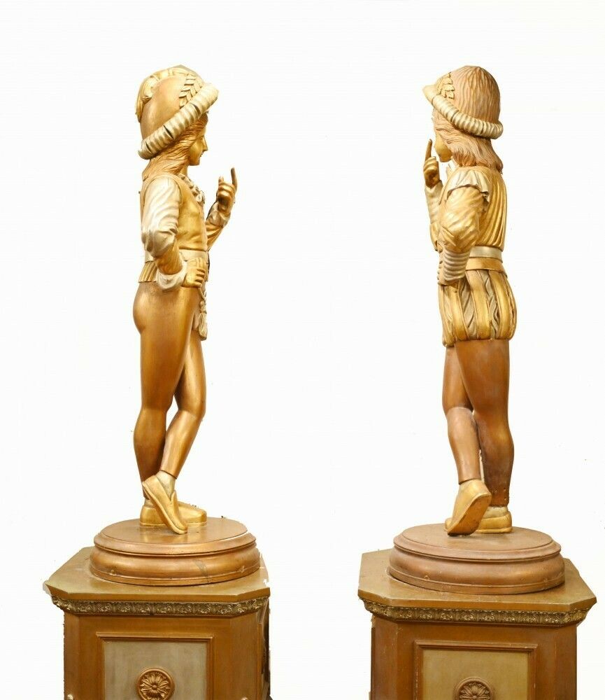 Pair Giant Italian Renaissance Page Boy Statues Medieval Fayre photo vinterior