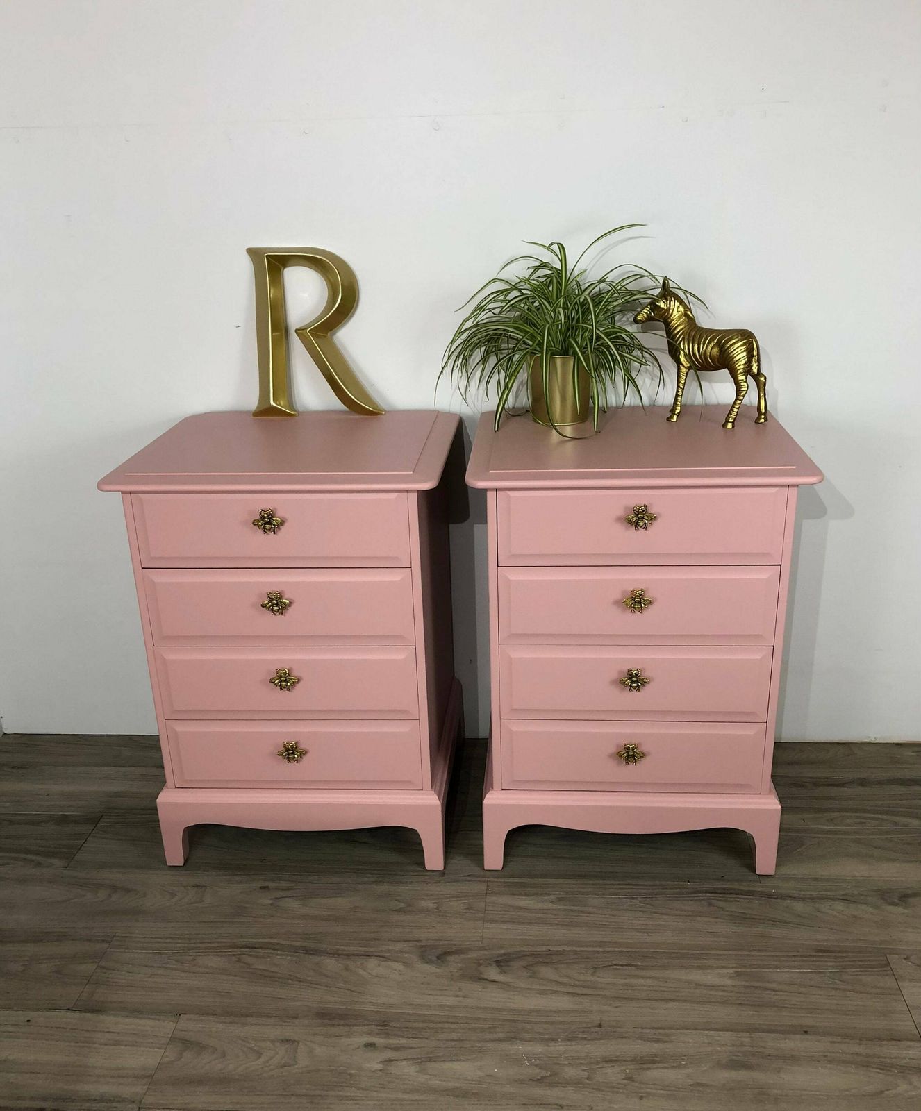 Stag Minstrel Furniture Bedsides Nightstands Pair (Set Of 2) Painted Pink photo furniture