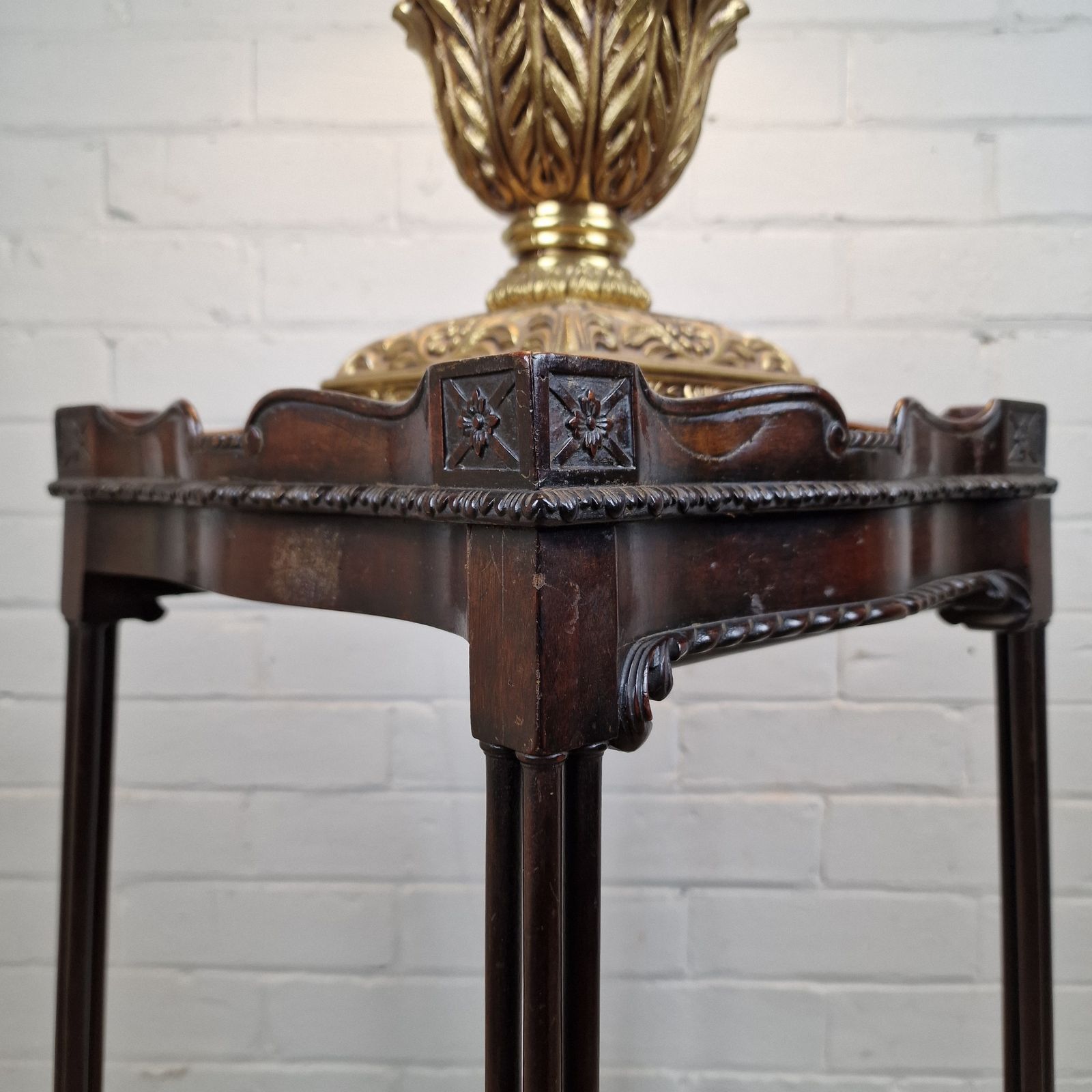 Furniture Mahogany Chippendale Lamp Table / Kettle Stand 19th Century photo