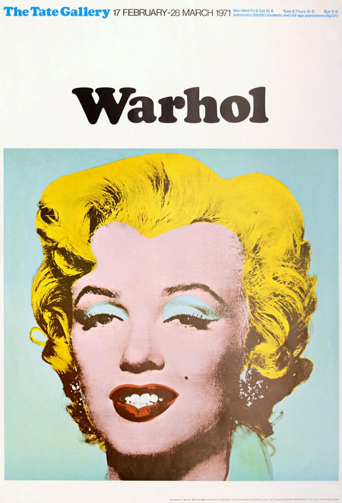 Andy Warhol Tate Gallery Poster Of Marilyn Monroe, 1971