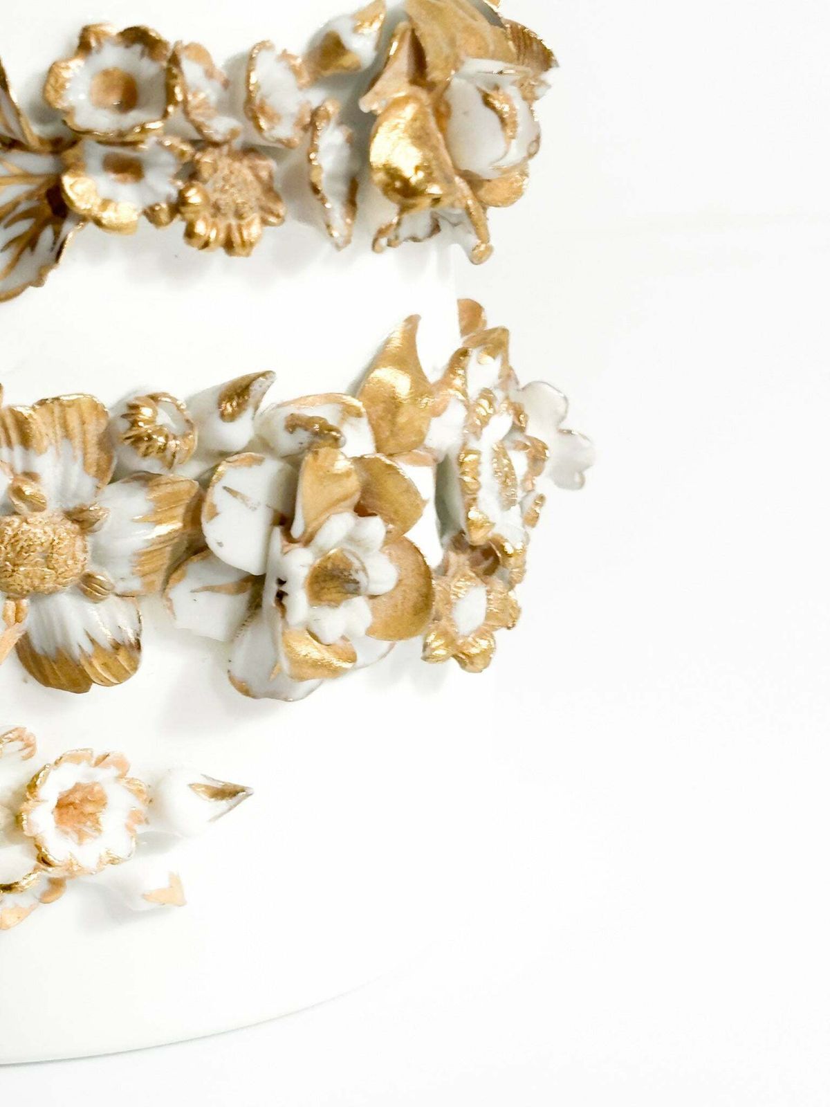 White And Gold Flowered Hand Art By Gio Ponti For Richard Ginori 1980s photo buy