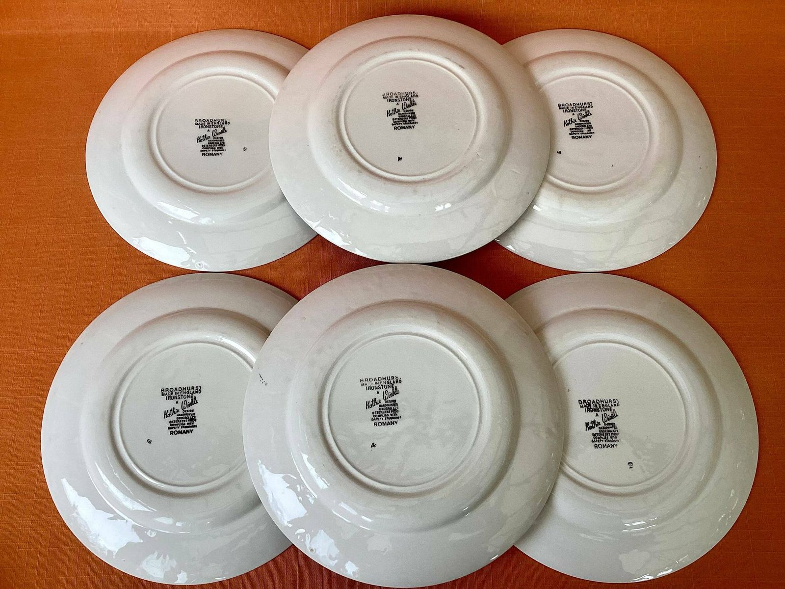 Broadhurst Kathie Winkle ‘Romany’ Dinner Plates (Set Of 6), Grade 1 Condition, 1975 Kathie Winkle Romany Dinner Plates, Retro Plates photo buy