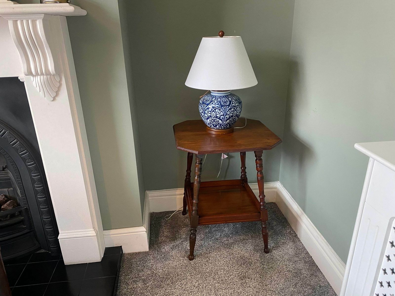 Antique Edwardian Two Tier Oak Side Table Lamp Table Vintage Console Table photo vinterior
