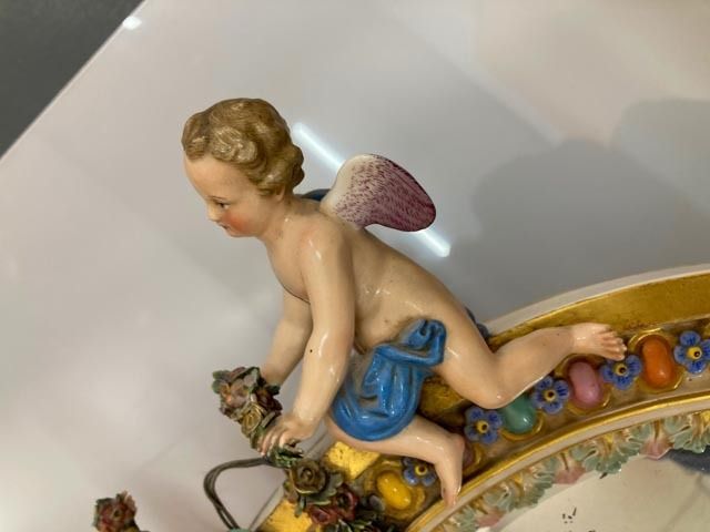 Antique Meissen Circa 1800's Wall Mirror In Original Condition! Very Rare!! photo vinterior
