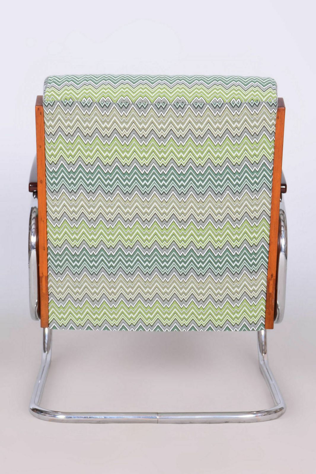 photo vinterior Restored Art Deco Armchair, Beech, Spruce, Walnut, Chrome, Czech, 1930s