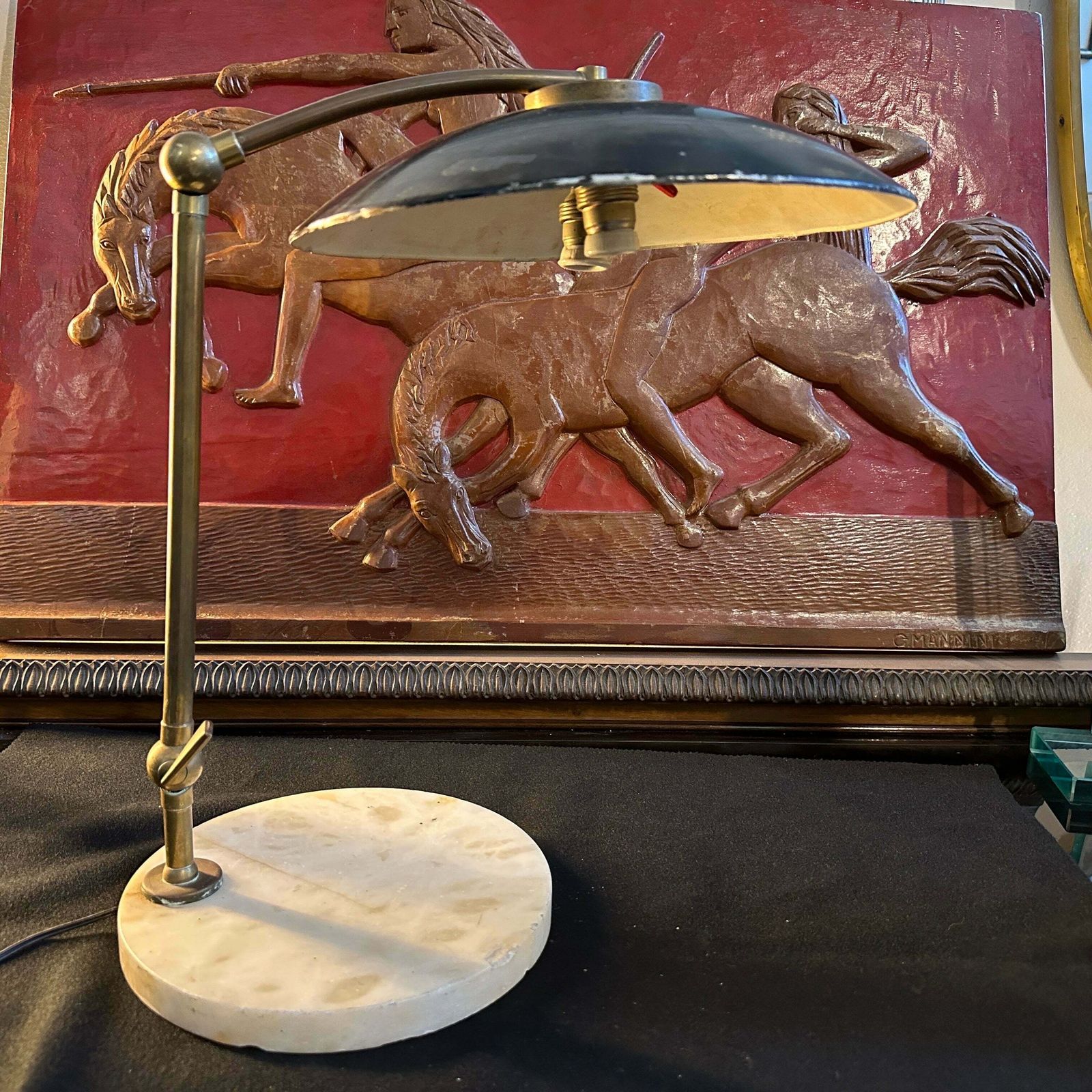 1950 Arredoluce Attributed Mid Century Modern Brass And Marble Italian Desk Lamp photo buy