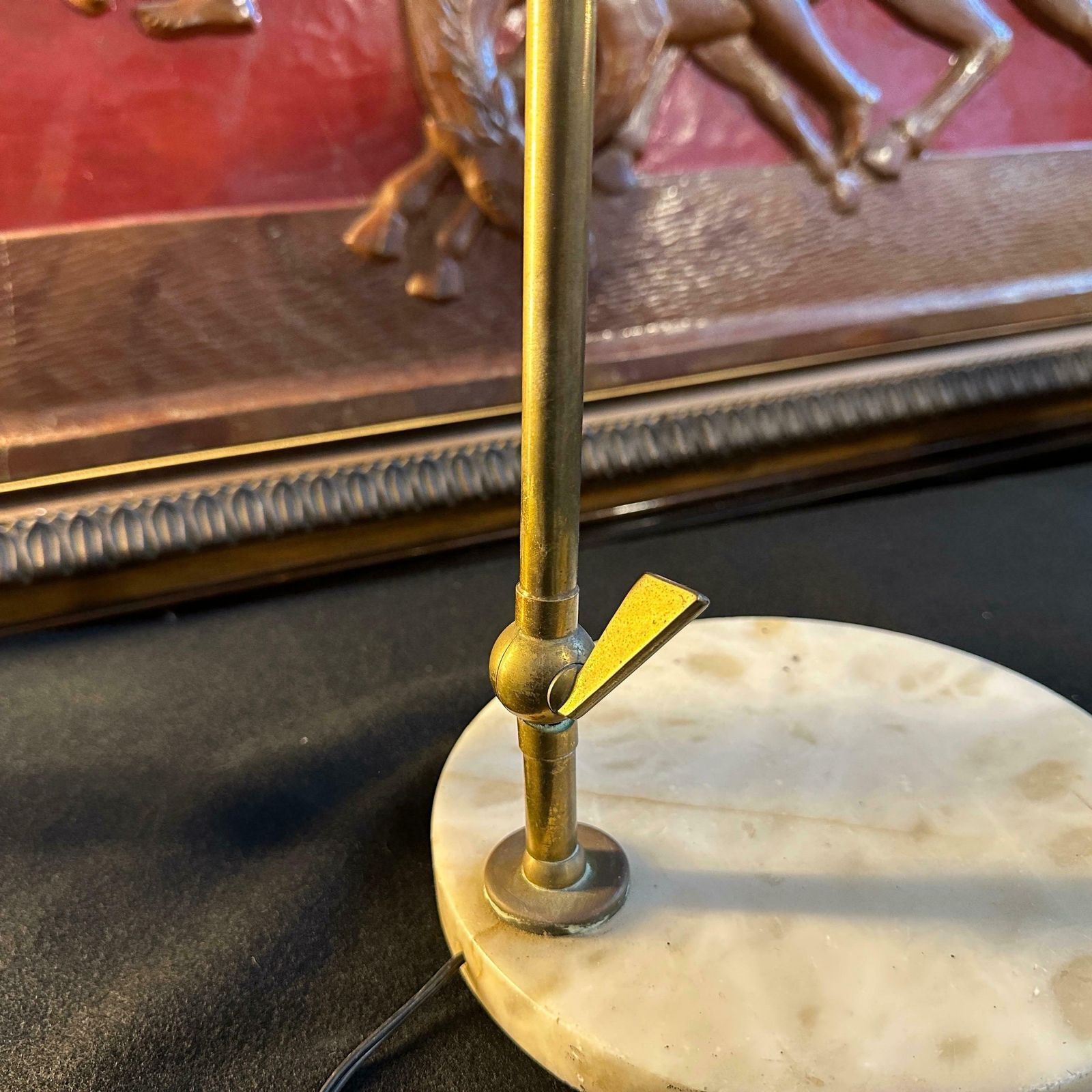 photo furniture 1950 Arredoluce Attributed Mid Century Modern Brass And Marble Italian Desk Lamp