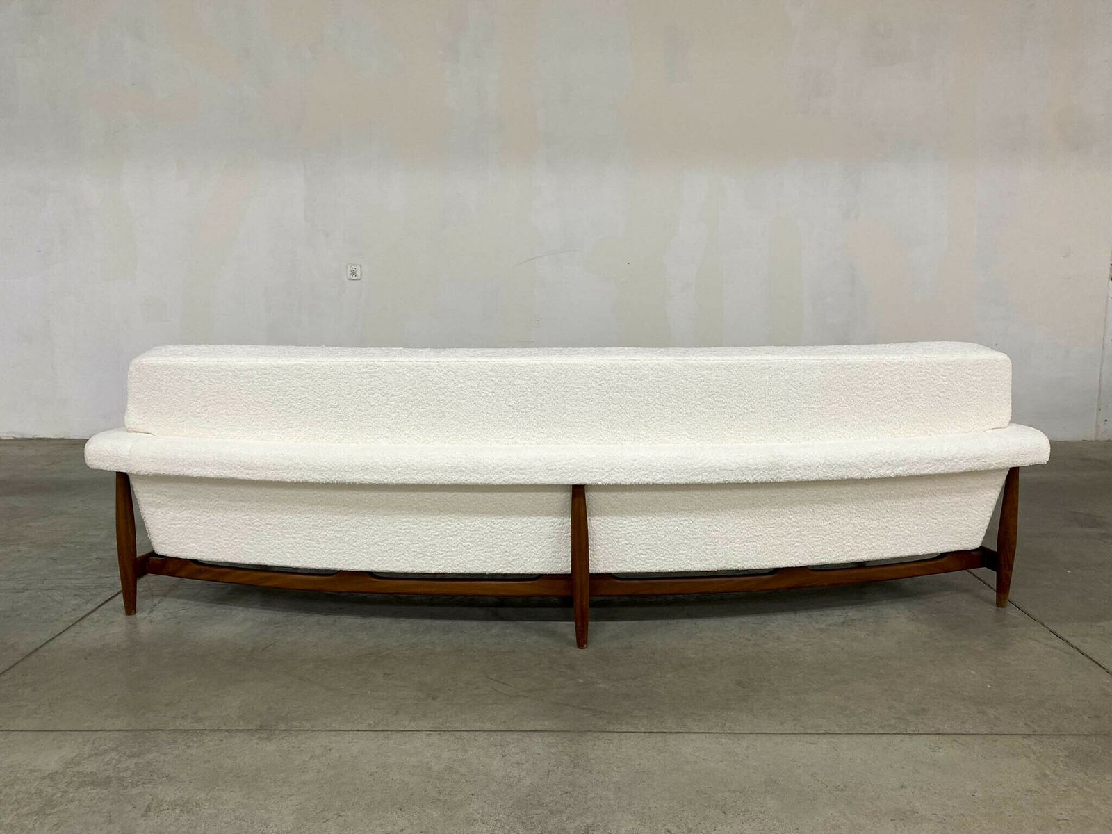 Tv Sofa In Teak White Bouclette By Johannes Andersen For Trensum, 1958 photo for sale