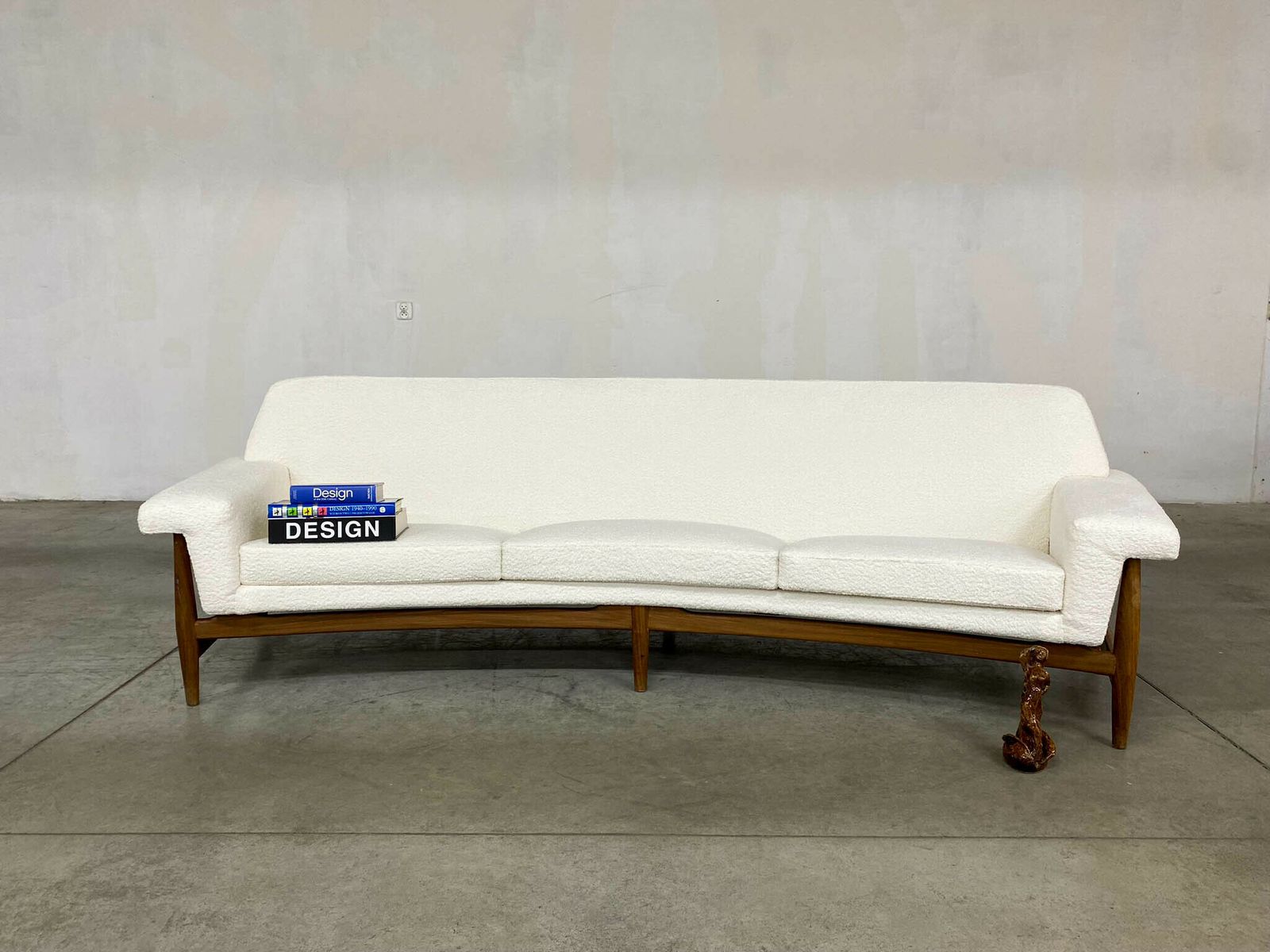 Tv Sofa In Teak White Bouclette By Johannes Andersen For Trensum, 1958 photo vinterior