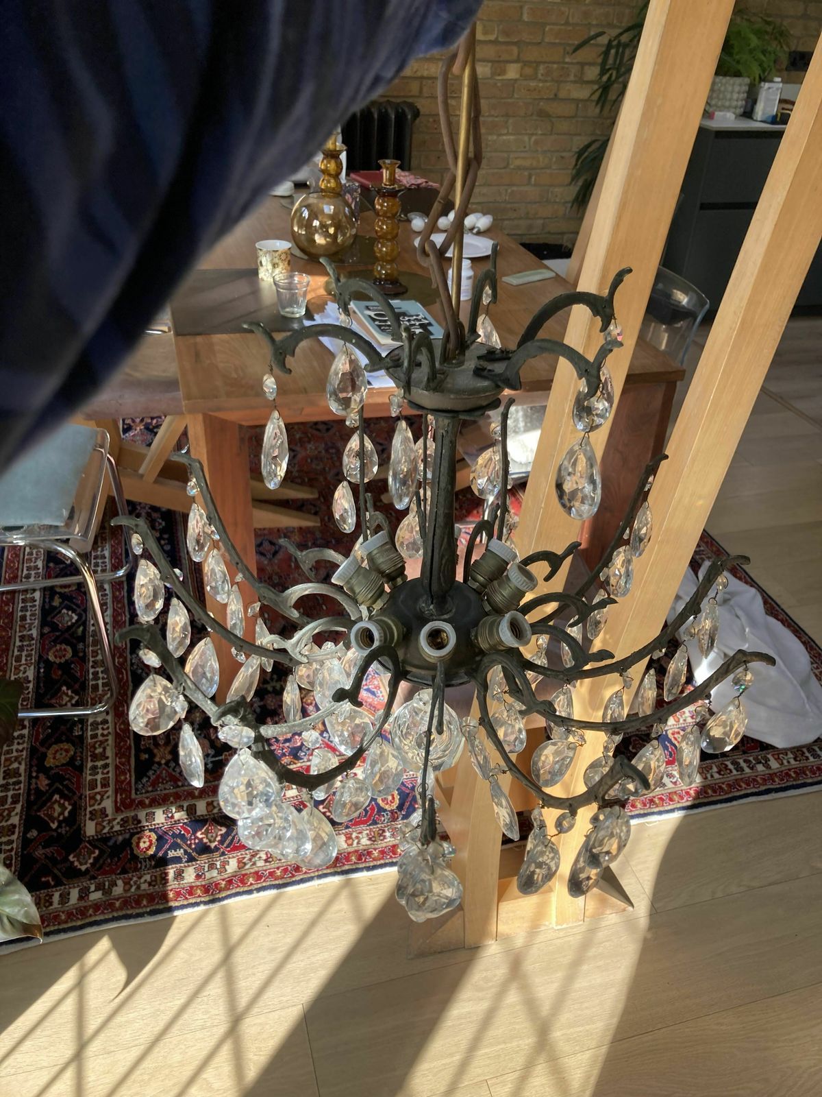 Vintage French 19th Century Crystal Chandelier photo Lighting