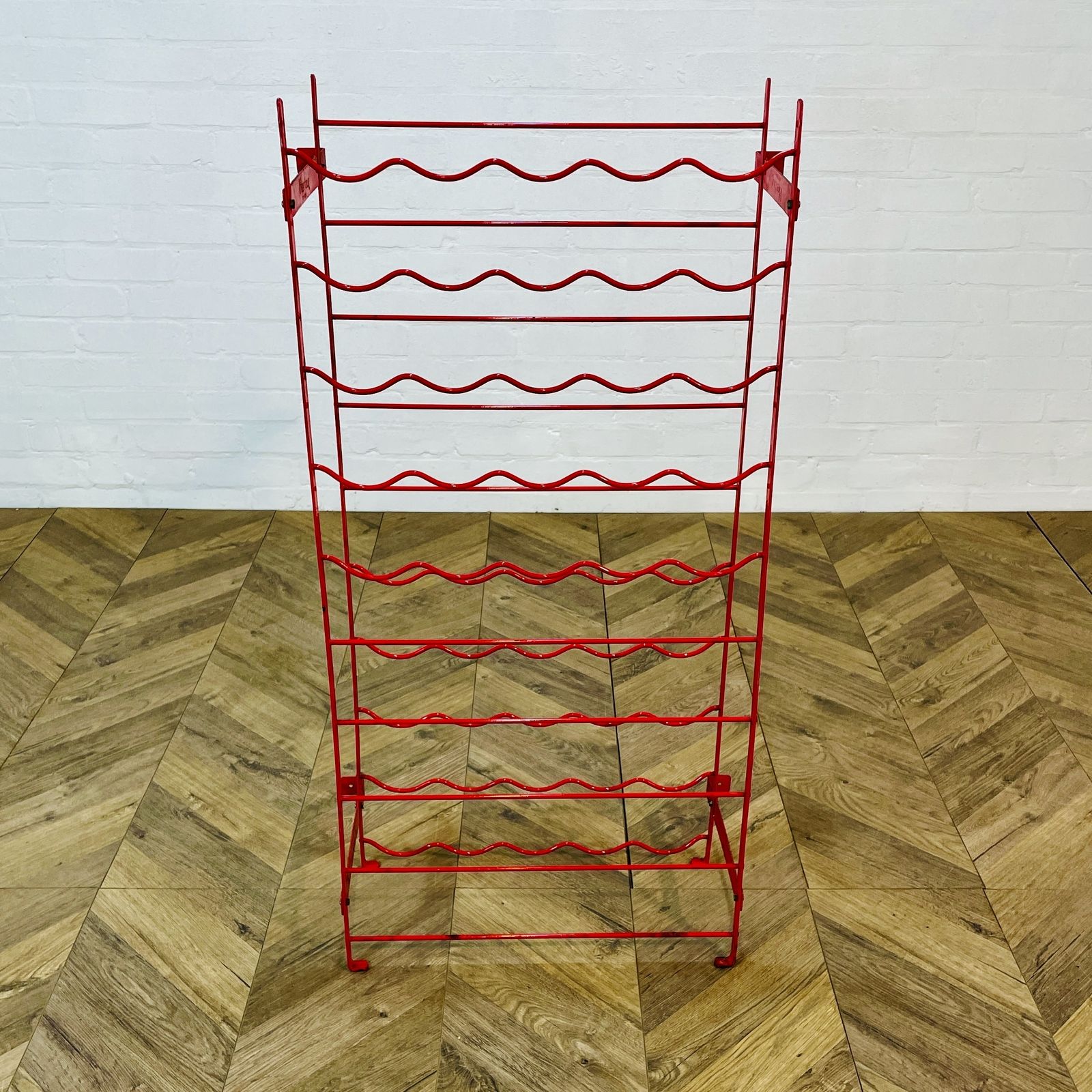 Vintage Red Metal, 50 Bottle Wine Rack By Herby, 1980s photo Home Decor