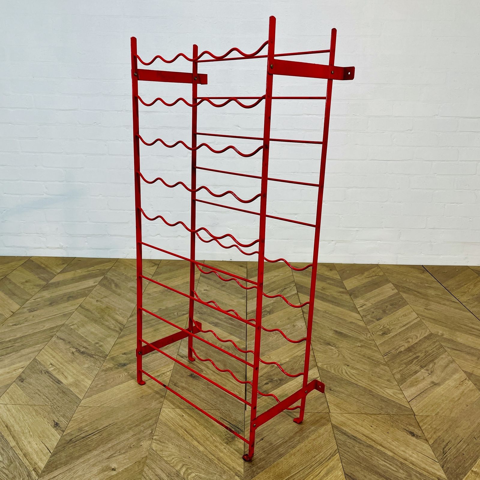 Vintage Red Metal, 50 Bottle Wine Rack By Herby, 1980s