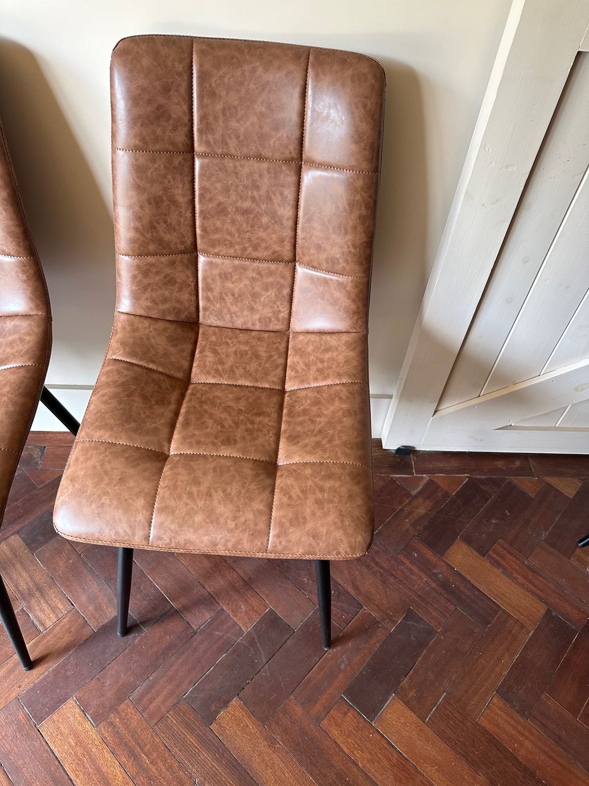 Wolfgang Dining Chair Brown, Black Metal Legs