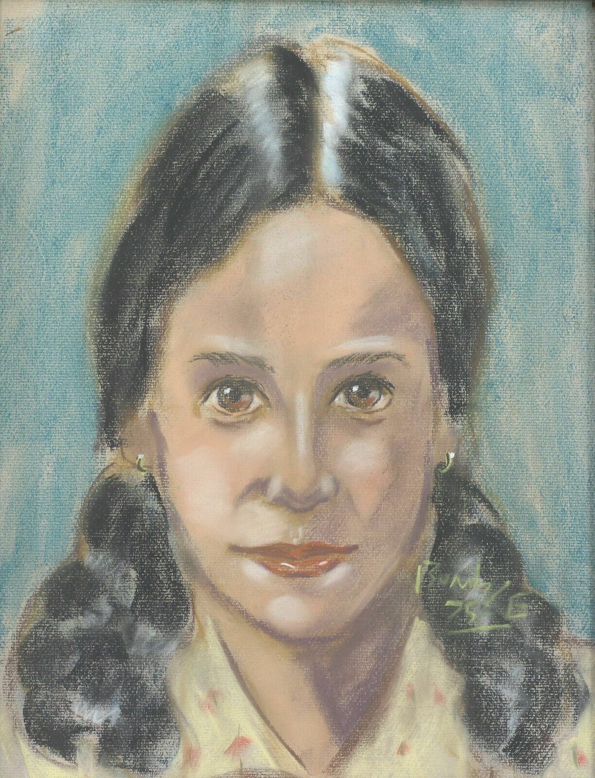 Pastel Sketch By Bumble. Portrait Of A Girl photo furniture