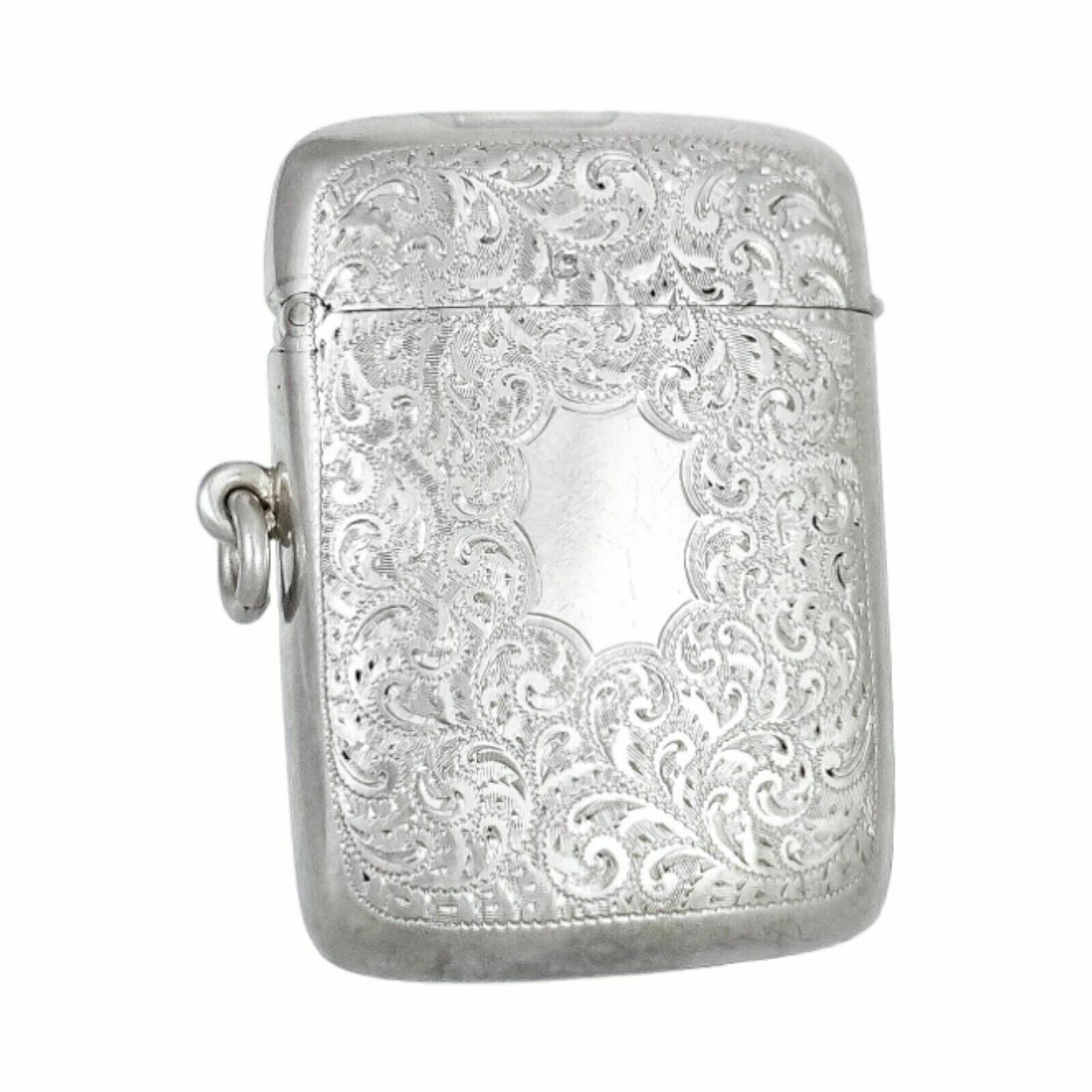 George V James Dixon Large Gilt Sterling Silver Vesta Case With Vacant Cartouche