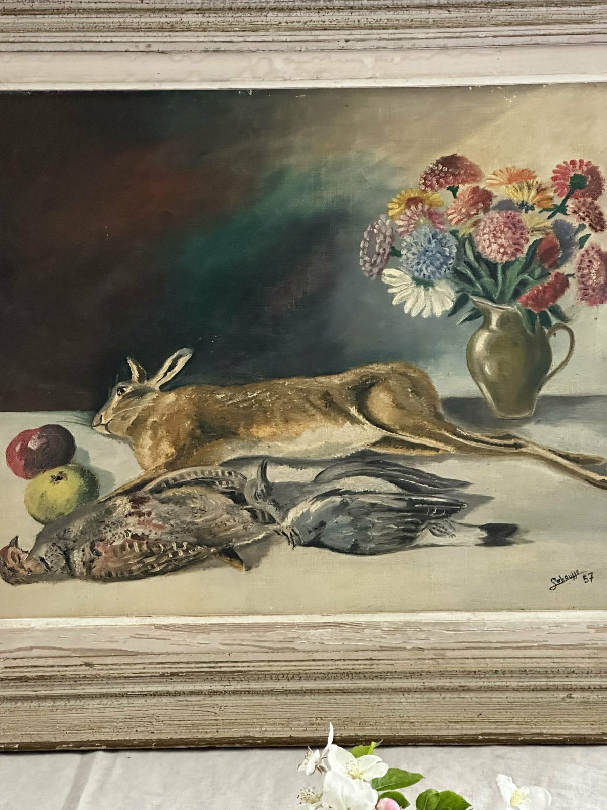 Pretty French Antique Still Life Oil Painting photo 195.0