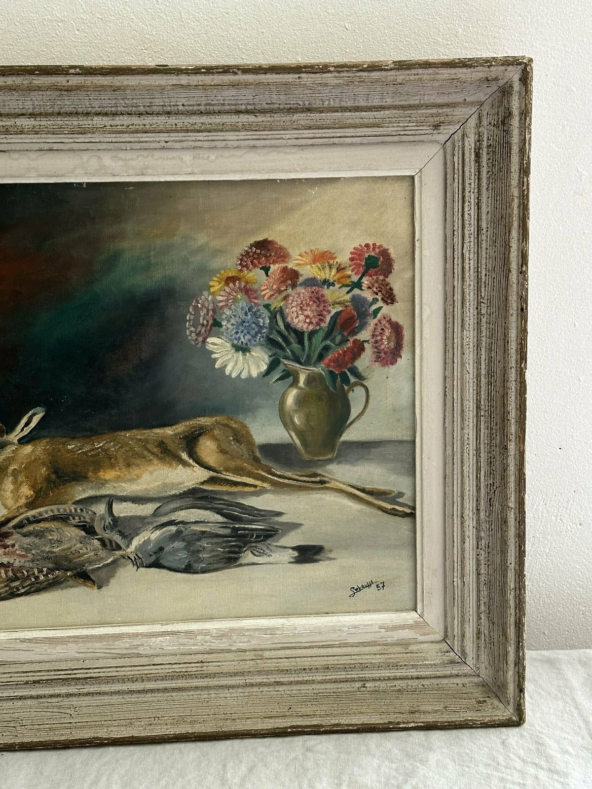 photo for sale Pretty French Antique Still Life Oil Painting