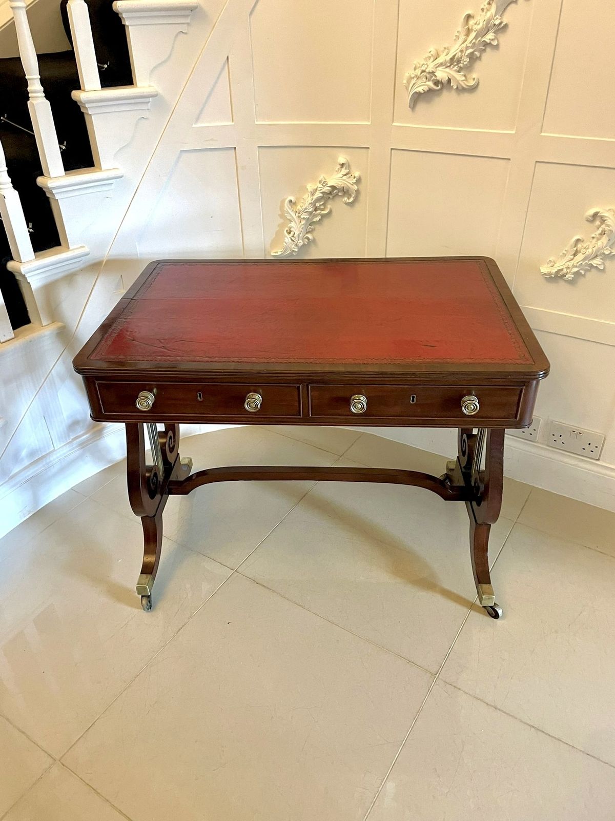 Furniture Superb Quality Antique 19th Century Mahogany Writing Desk photo
