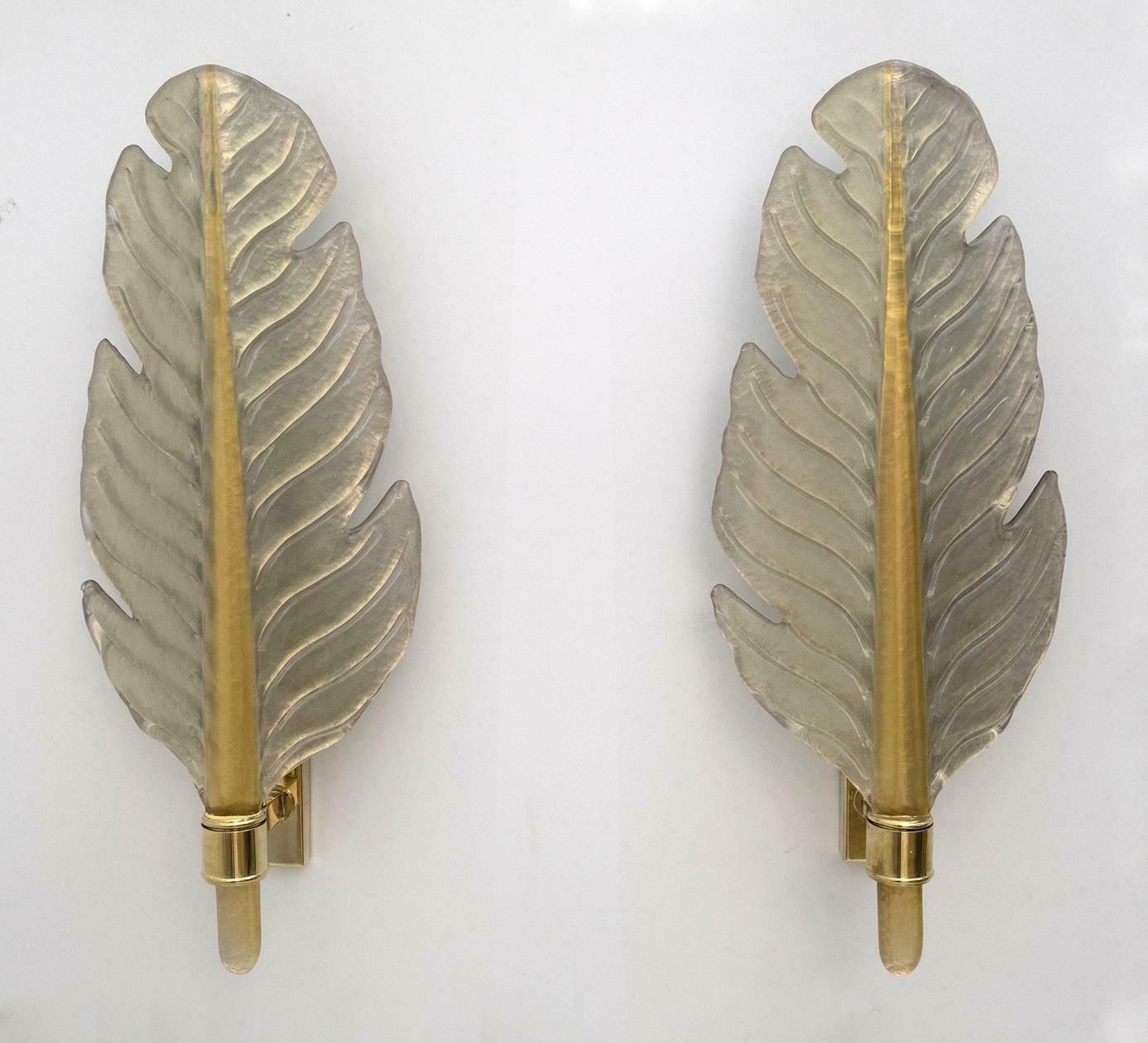 Pair Of Barovier & Toso Mid Century Modern Murano Glass Gold Leaf Sconces photo furniture