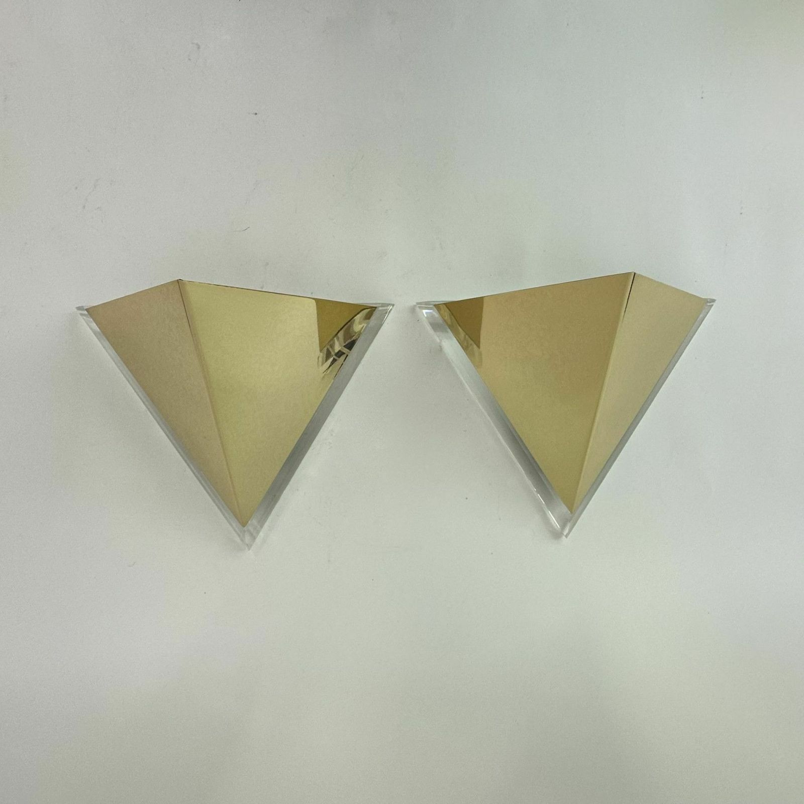 Set Of 2 Lucite Wall Lamps Gold , 1970’s