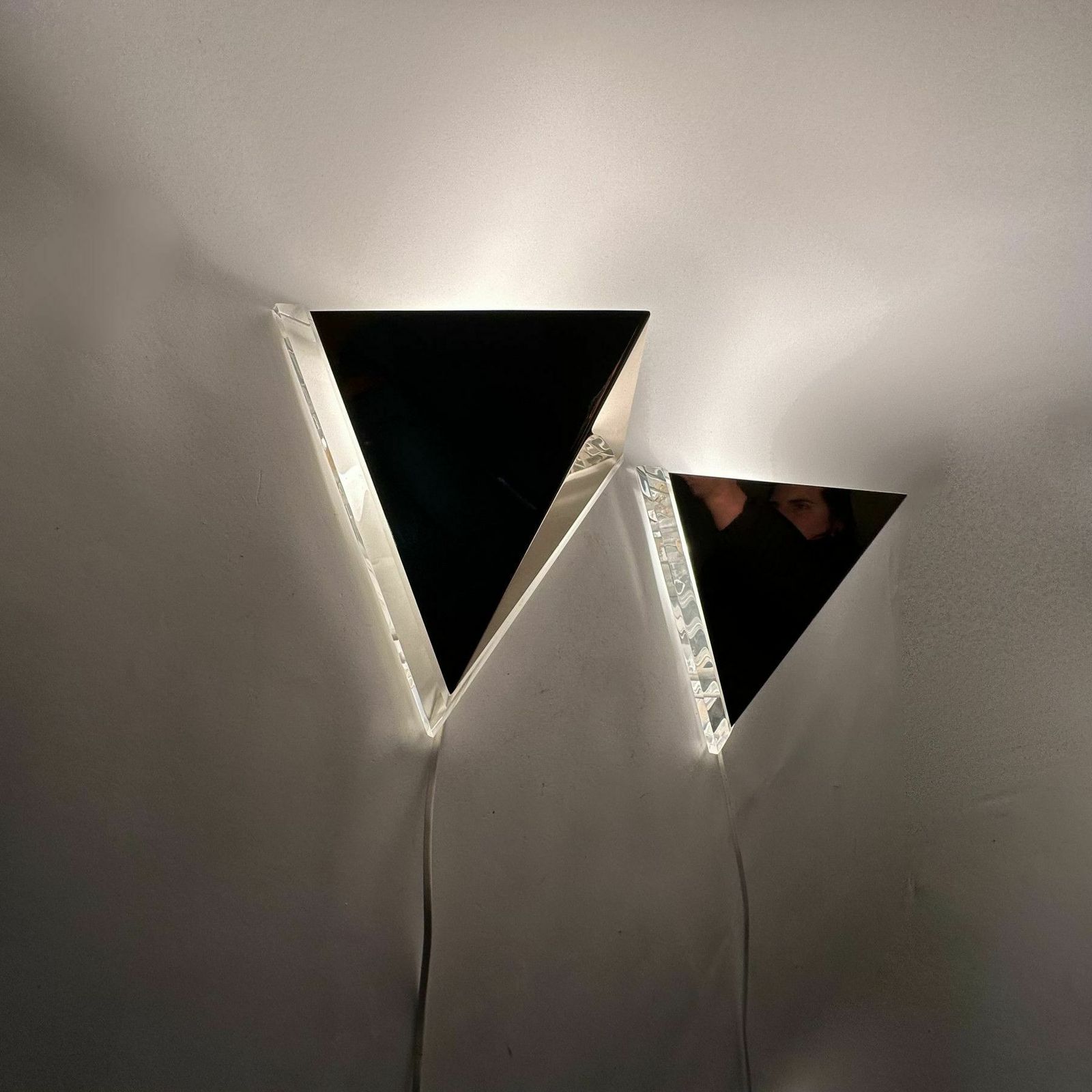 Set Of 2 Lucite Wall Lamps Gold , 1970’s photo Lighting