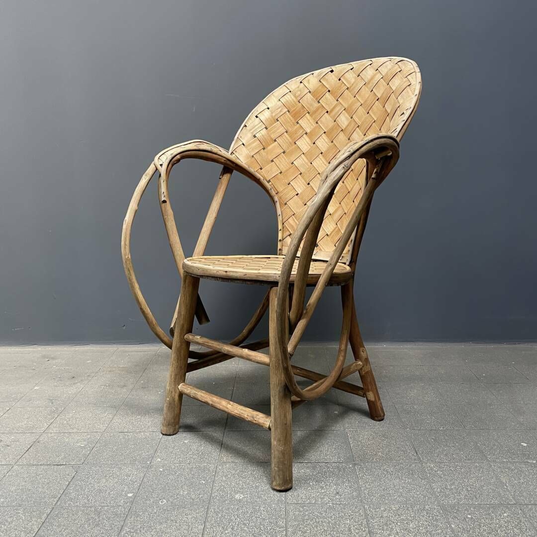 Braided Folk Art Wooden Chair