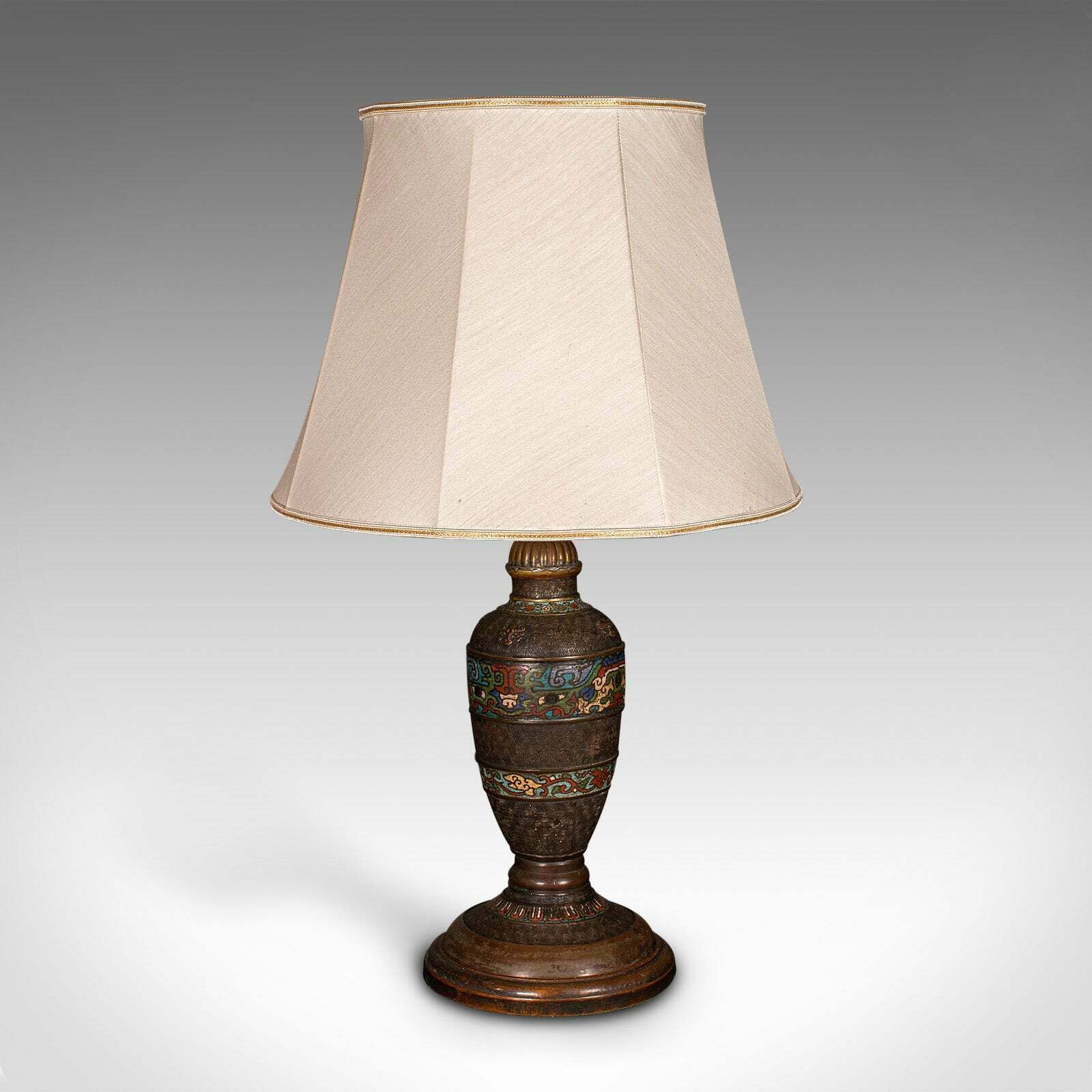 Antique Cloisonne Lamp, Japanese, Bronze, Table Light, Victorian, Meiji, C.1850 photo furniture