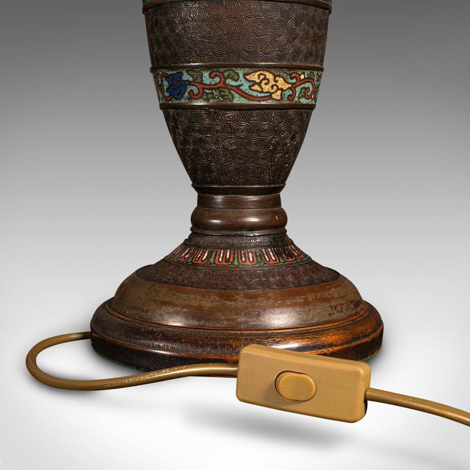 photo for sale Antique Cloisonne Lamp, Japanese, Bronze, Table Light, Victorian, Meiji, C.1850