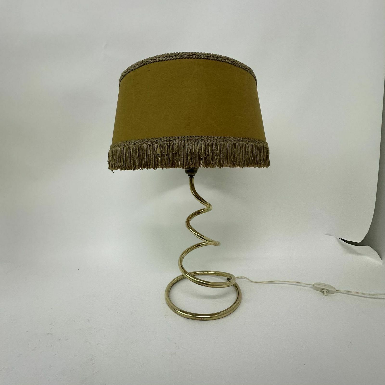 Mid Century Messing Spiraal Tafellamp, Ca. Jaren 1950 photo vintage