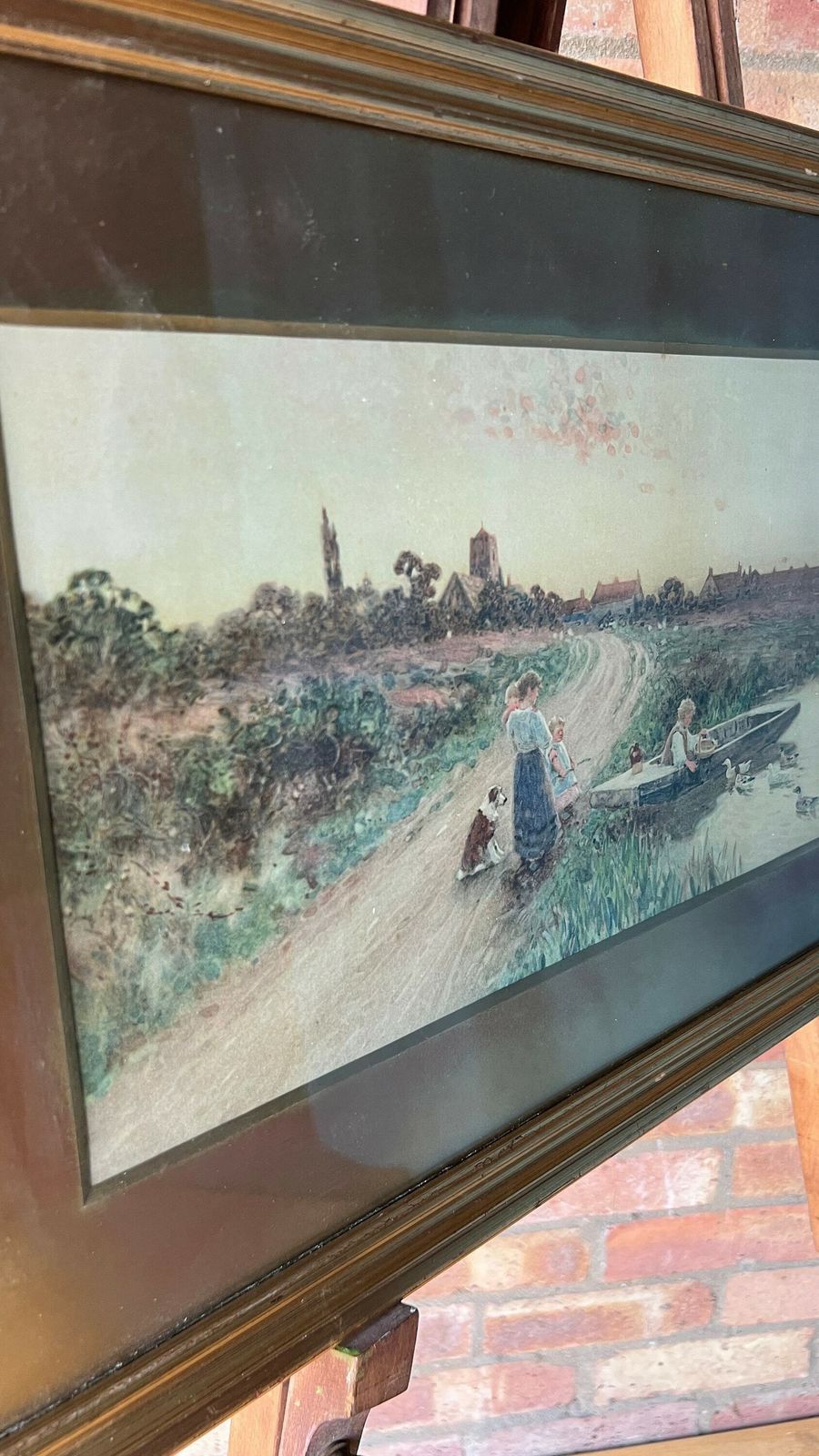 Impressive Quality Vintage Lithograph Of 1906 Thomas James Lloyd Countryside Landscape Painting photo Art