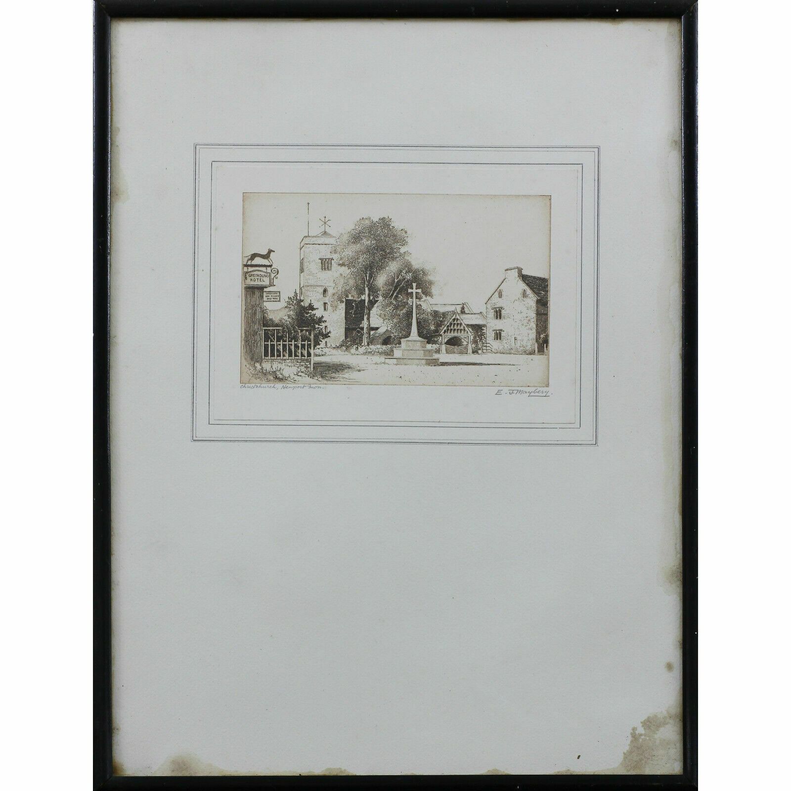 Etching By Edgar James Maybery. Christchurch, Newport, Mon.