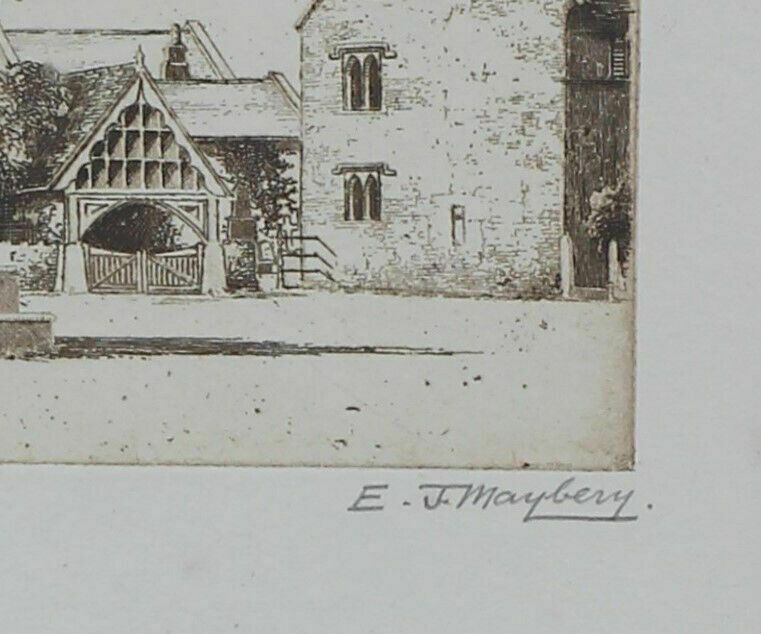 Etching By Edgar James Maybery. Christchurch, Newport, Mon. photo for sale