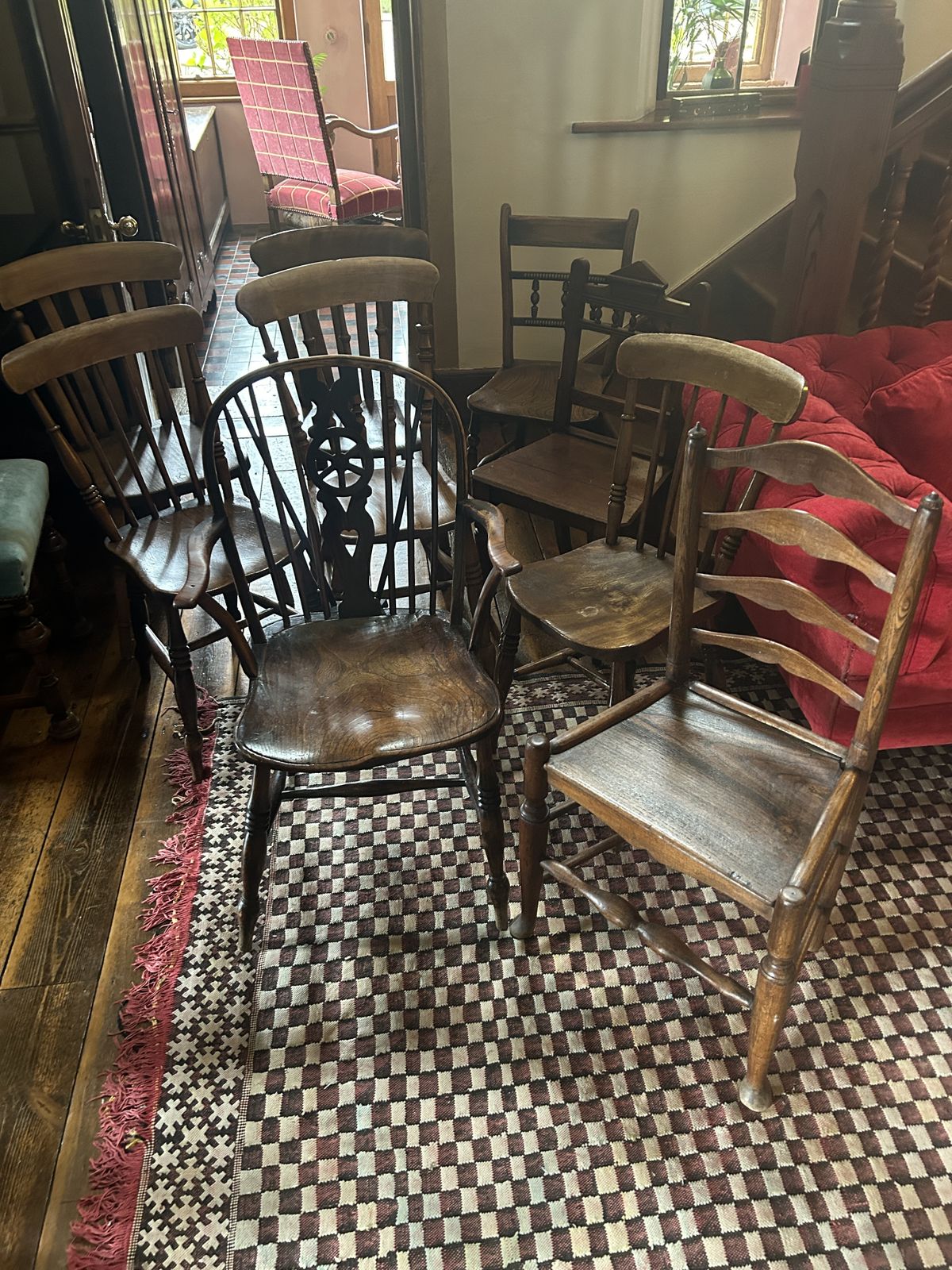 A Fine Collection Of Antique Country Dining Chairs photo Furniture